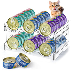 Reflying cat food can organizer transparent walls for quick access to cans