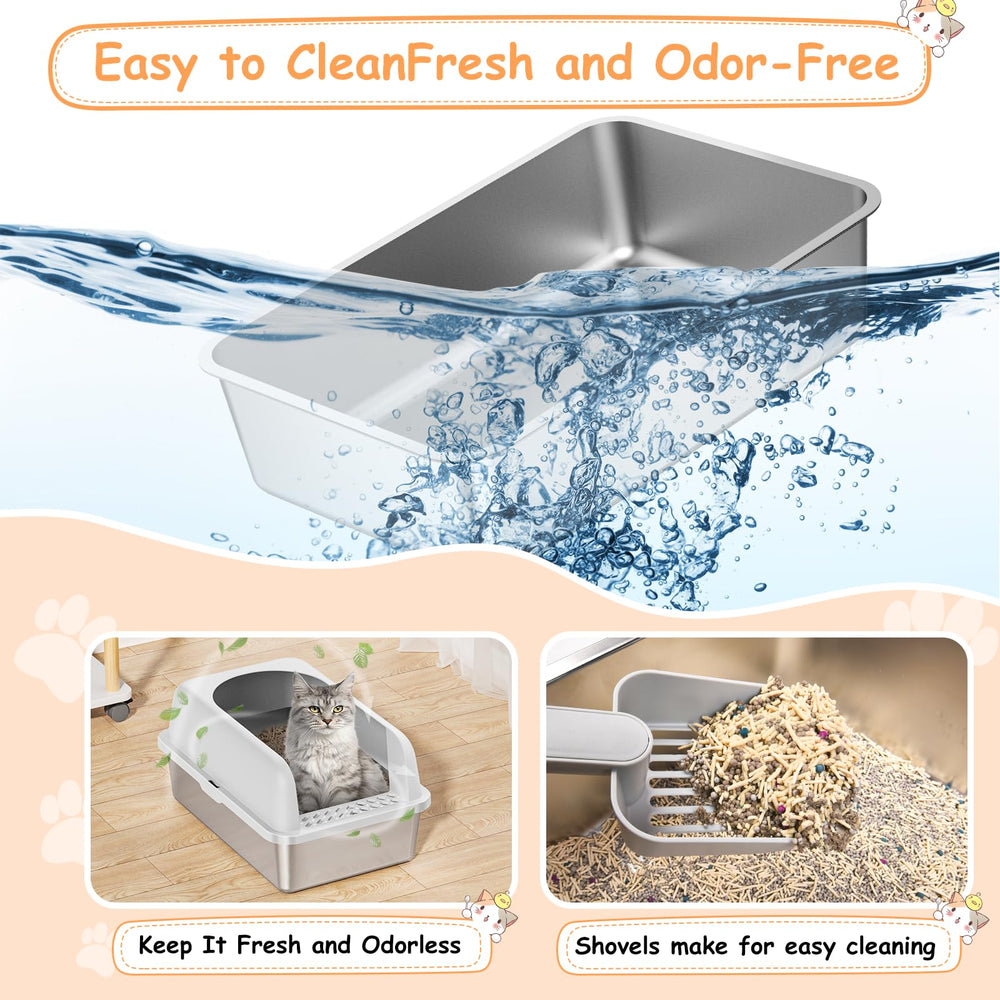 Refrze cat litter scoop included for quick, clean litter changes.