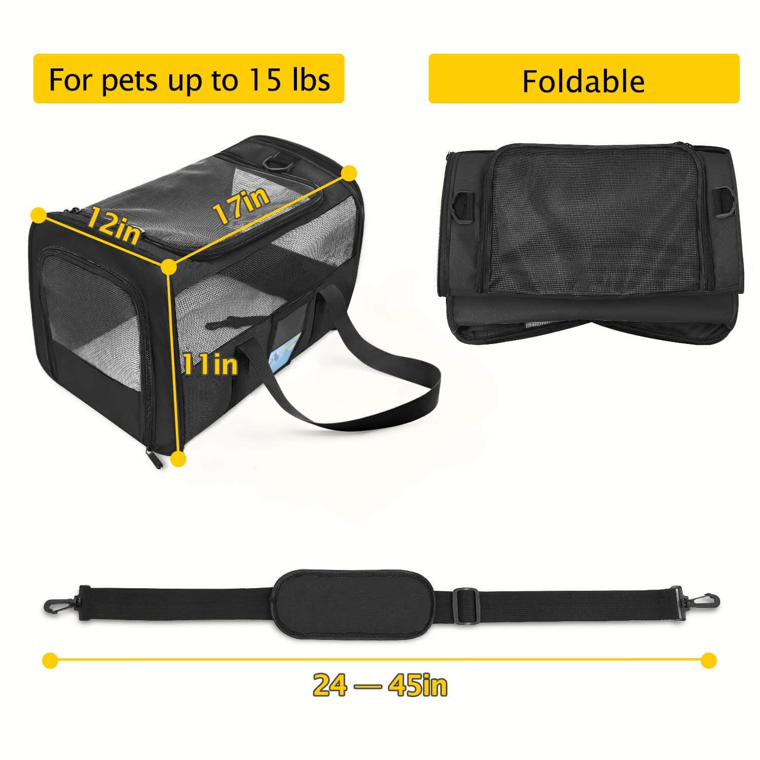 Refrze pet carrier airline-approved design fits under most seats for easy travel