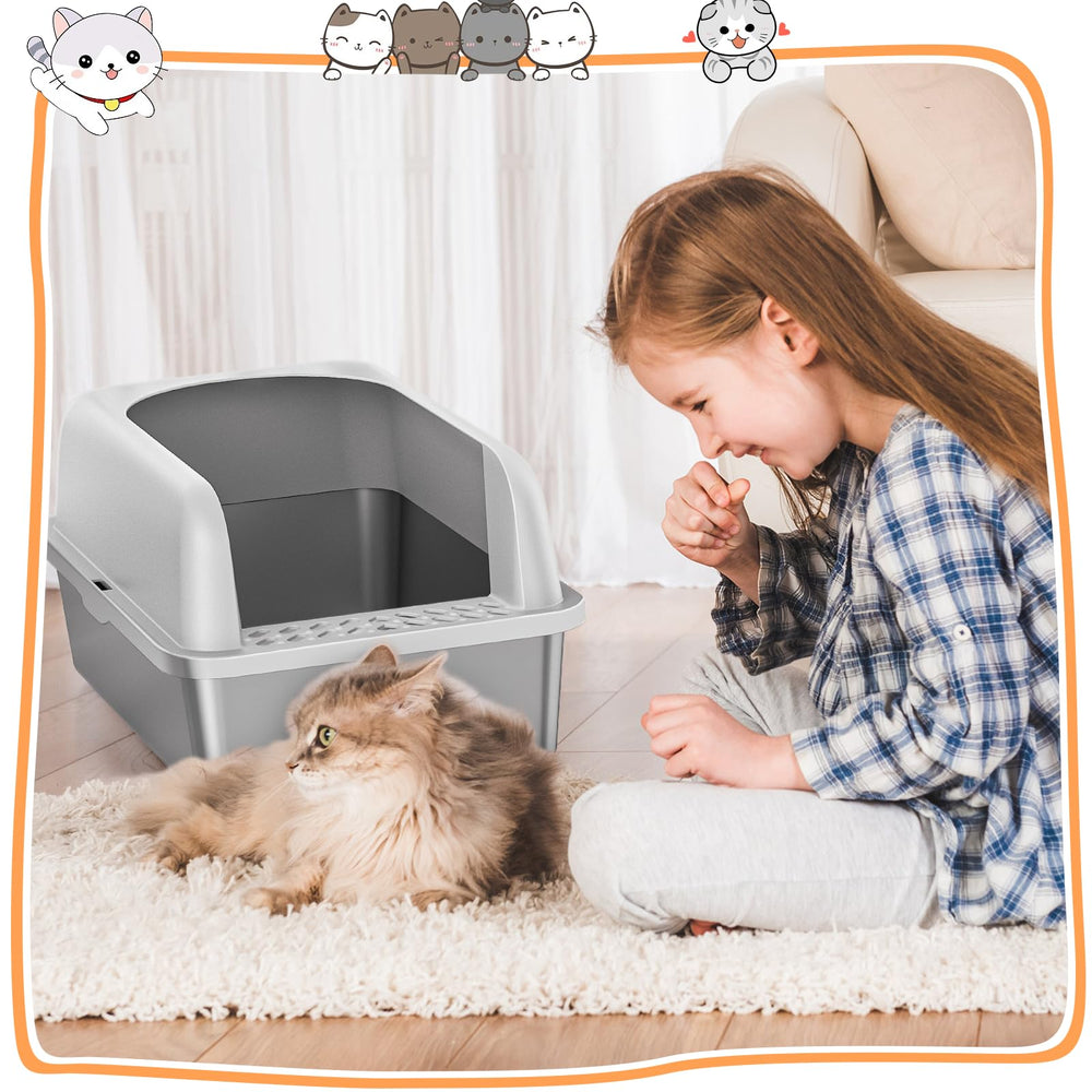 Refrze stainless-steel litter box odor control image suggests easier maintenance.