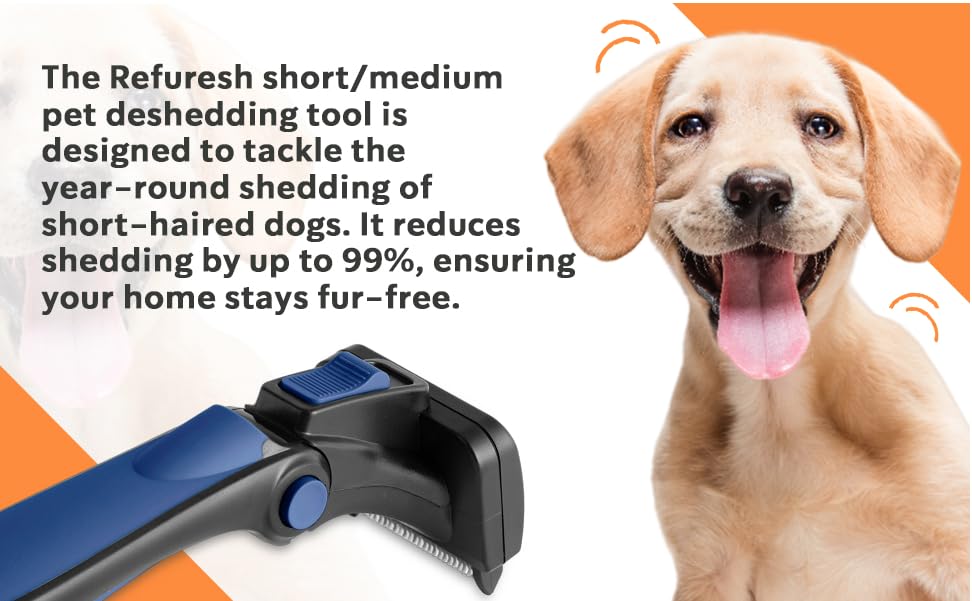 Refuresh Deshedding Slicker Brush detachable head enables easy cleaning and quick fur removal.