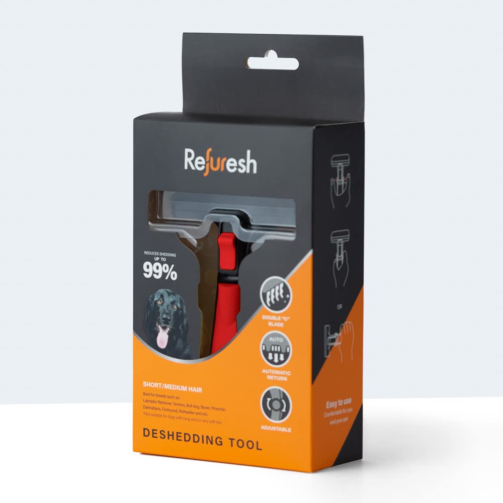 Refuresh Deshedding Slicker Brush full view demonstrates lightweight design for quick, calm grooming.