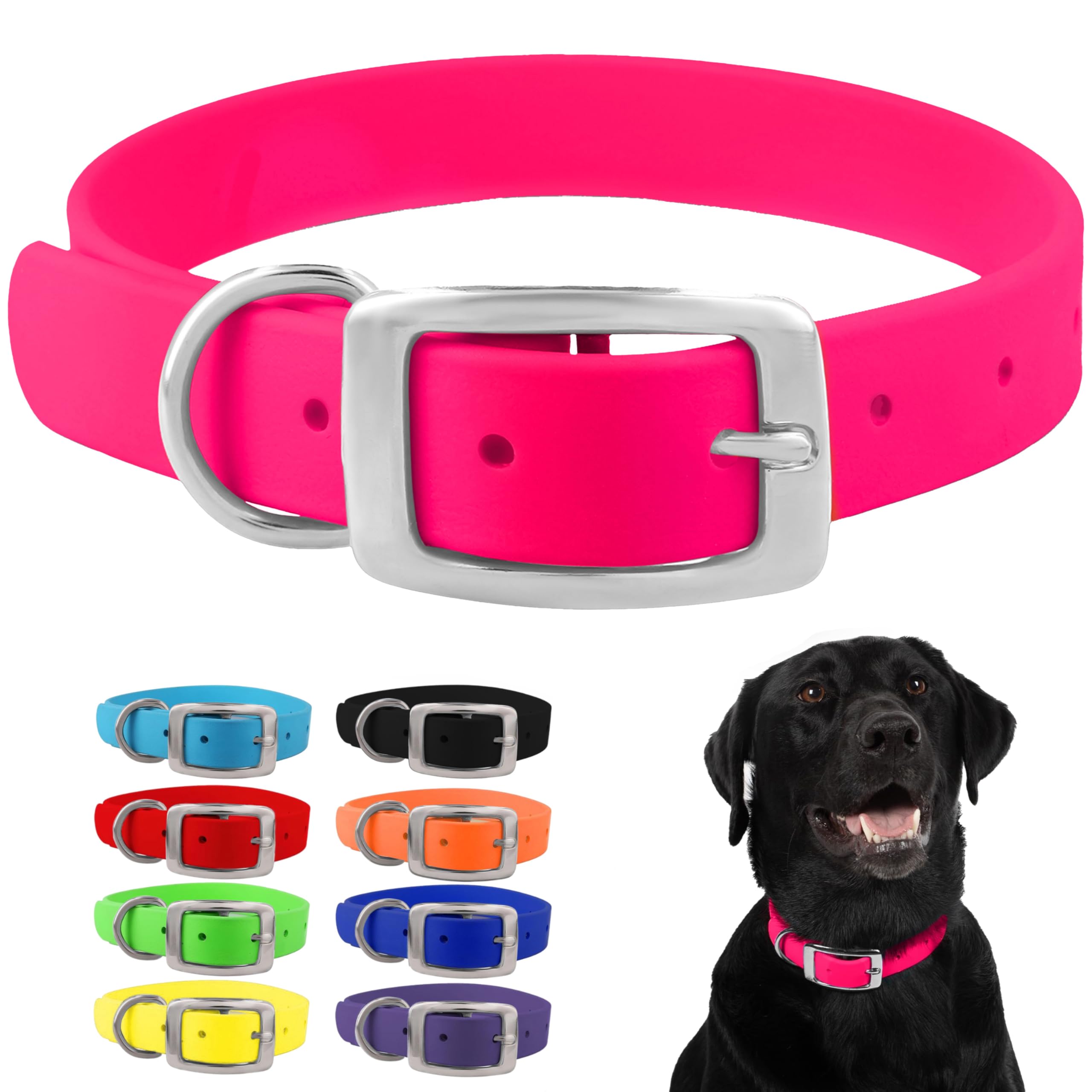 Regal Dog Products large pink collar with double buckle for secure everyday wear.