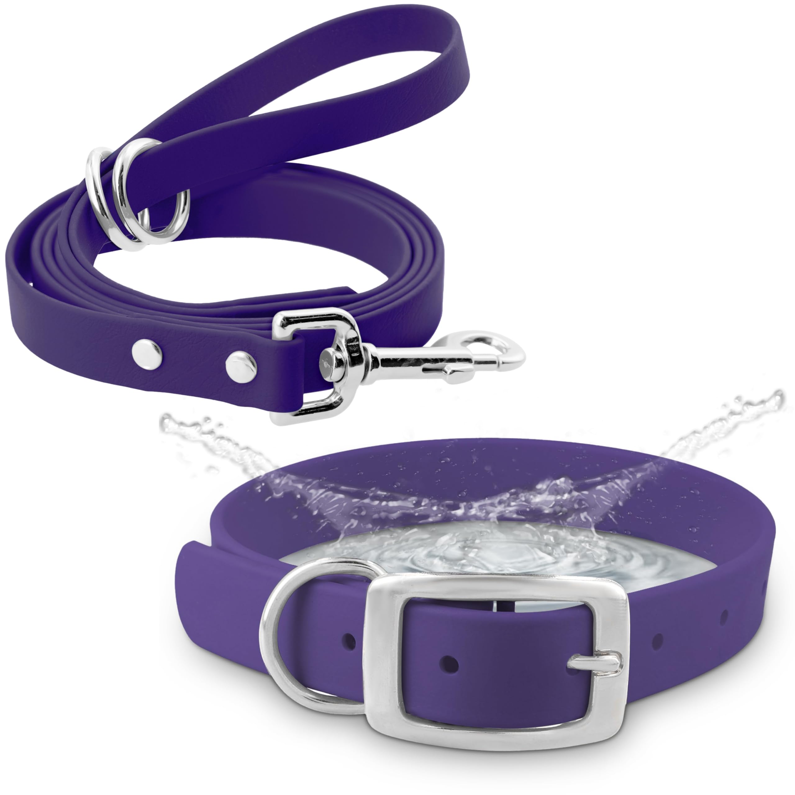 Regal Dog Products medium purple waterproof collar front view; suitable for all sizes