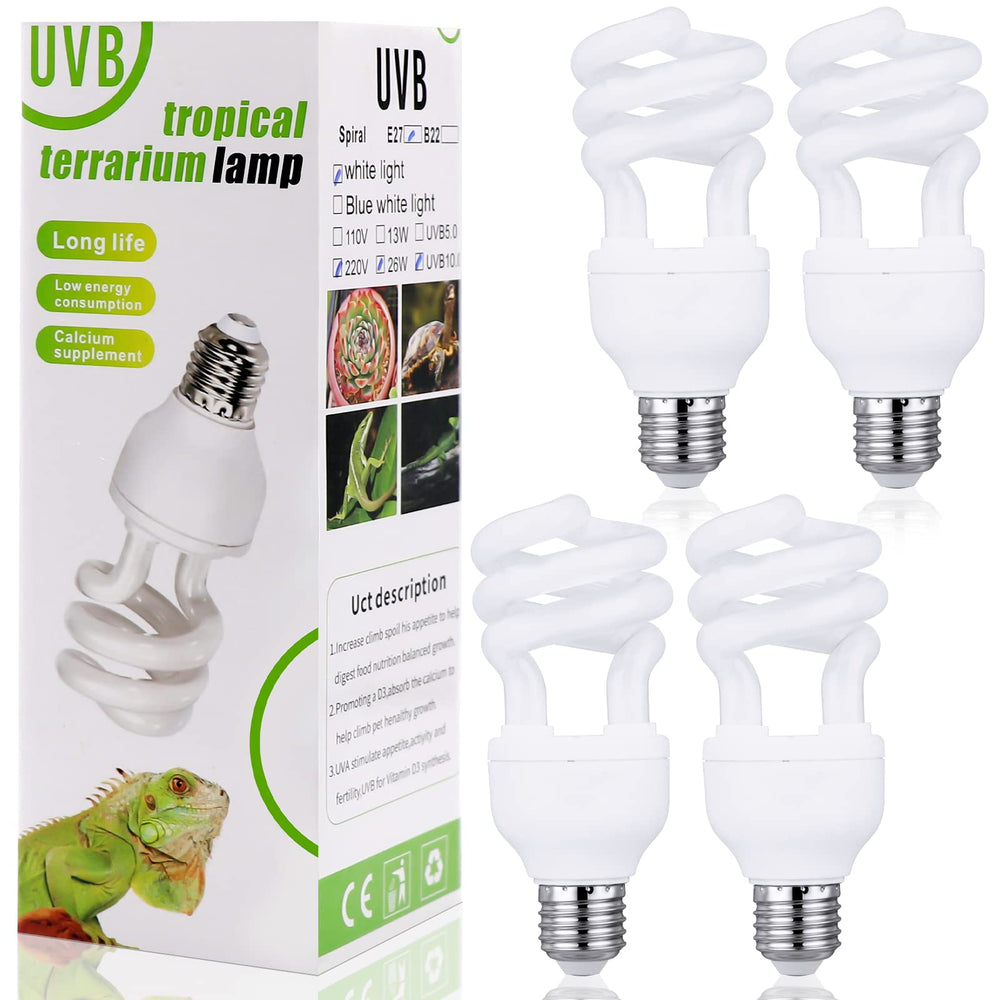 Reginary 4pcs UVB bulbs pack for desert sun simulation and reptile health support