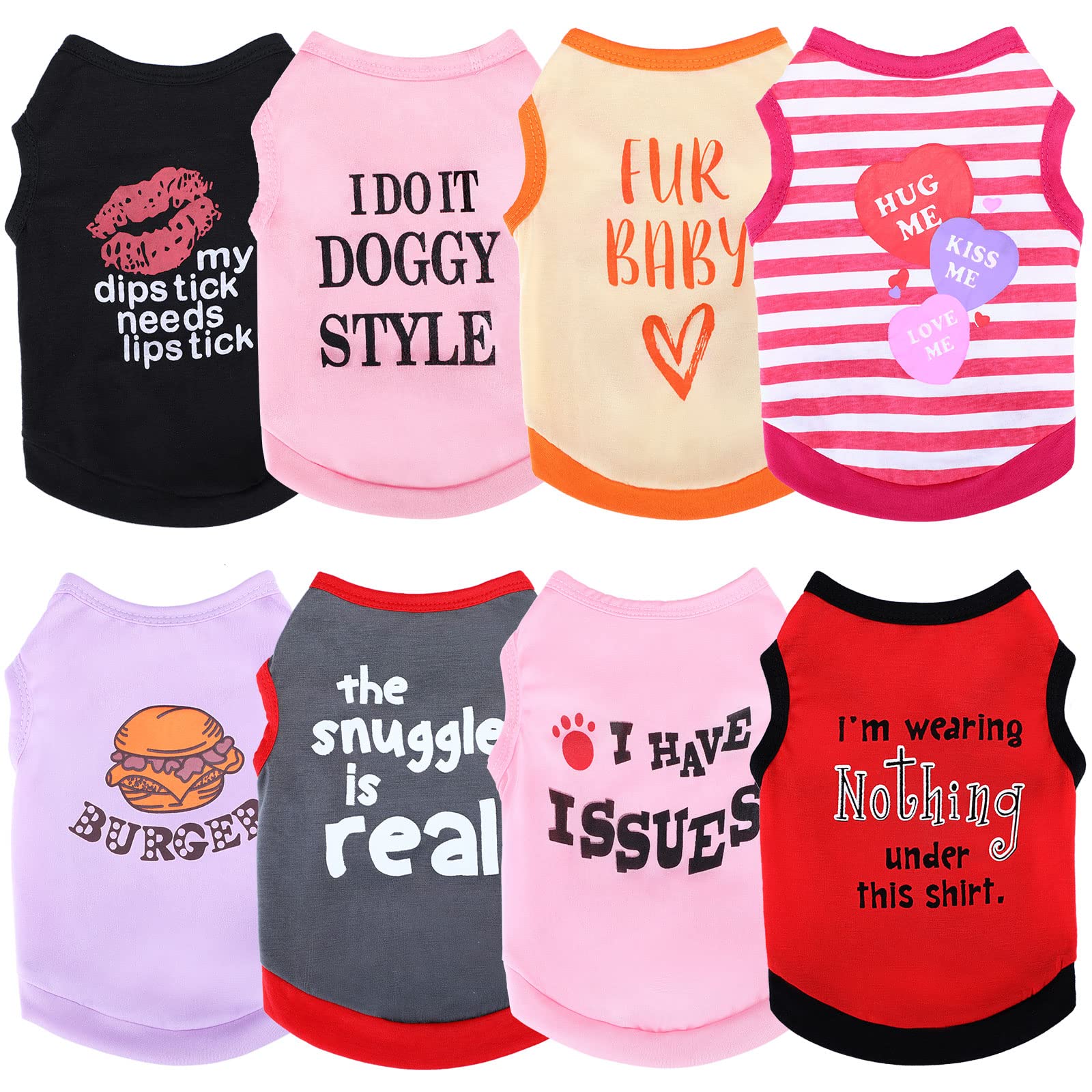 Reginary 8-pieces dog shirts patterns showcase cute printed designs for seasonal style