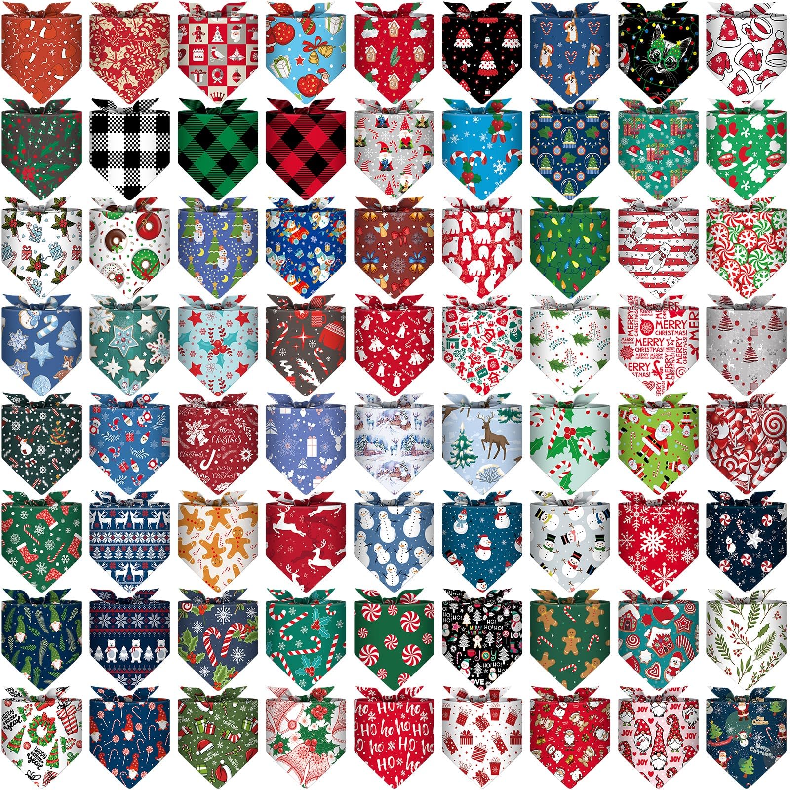 Reginary Christmas dog bandanas show variety patterns for festive looks.
