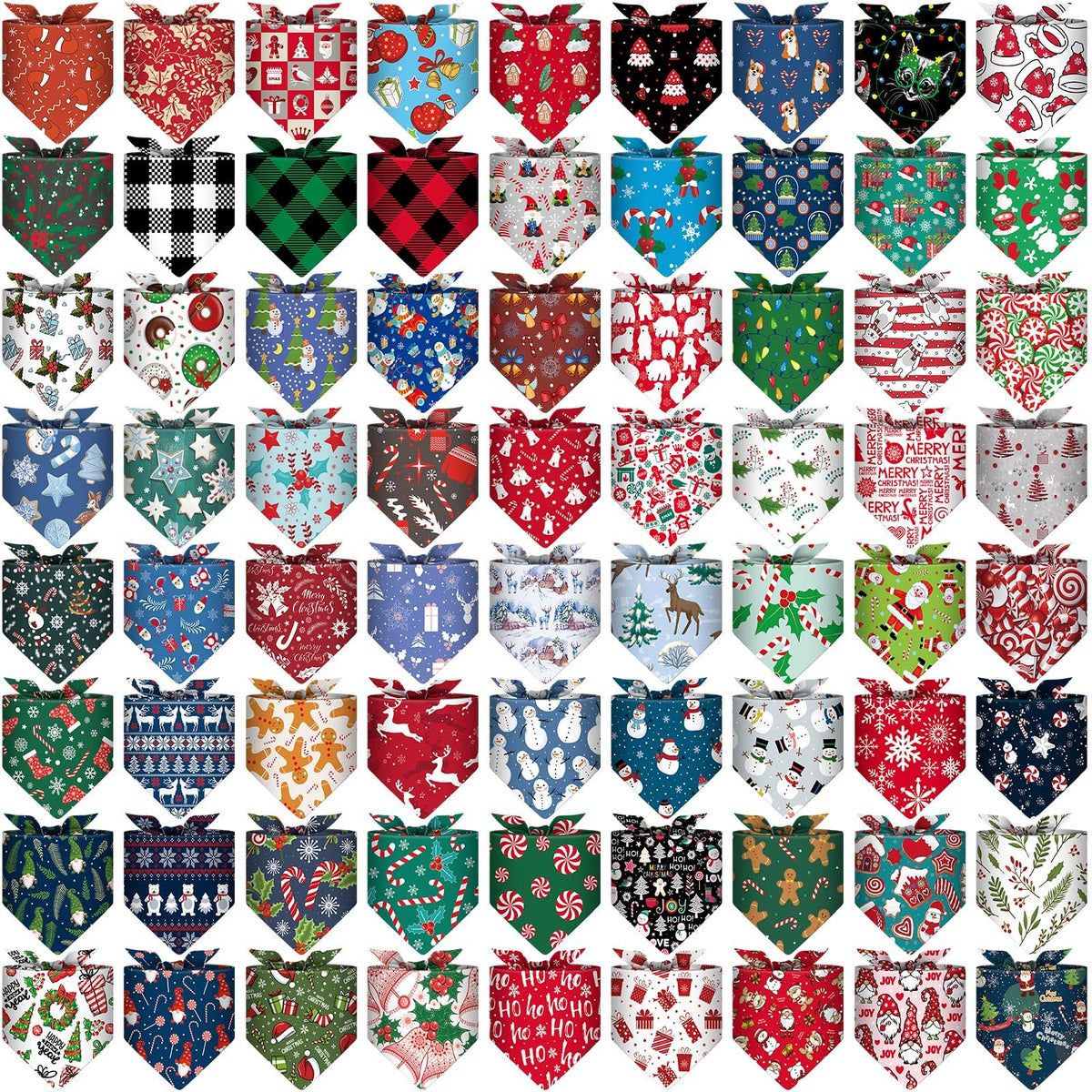 Reginary Christmas dog bandanas show variety patterns for festive looks.