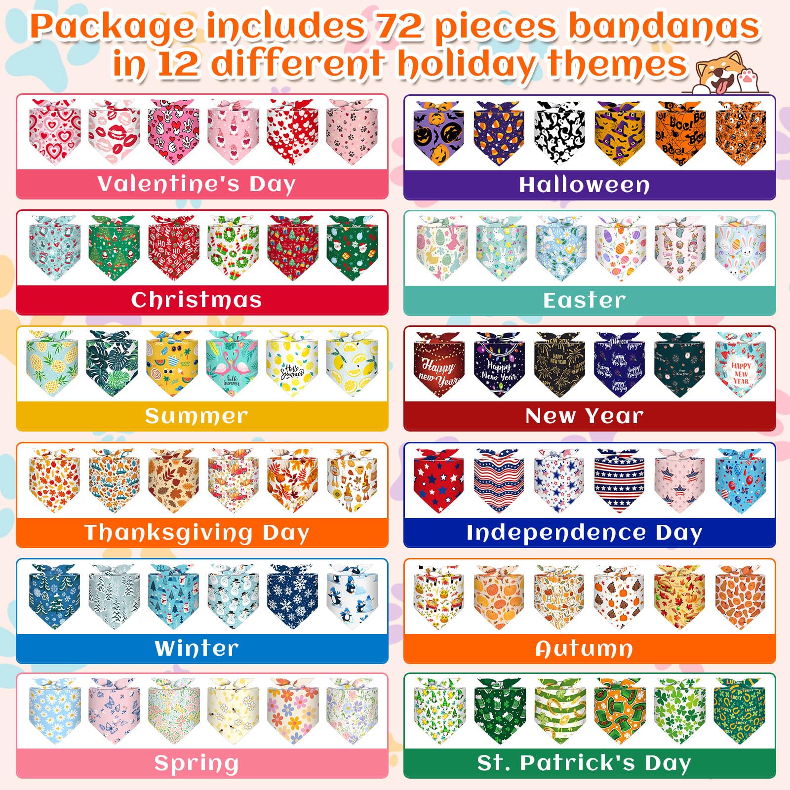 Reginary dog bandana size 65 cm adjustable for most breeds.