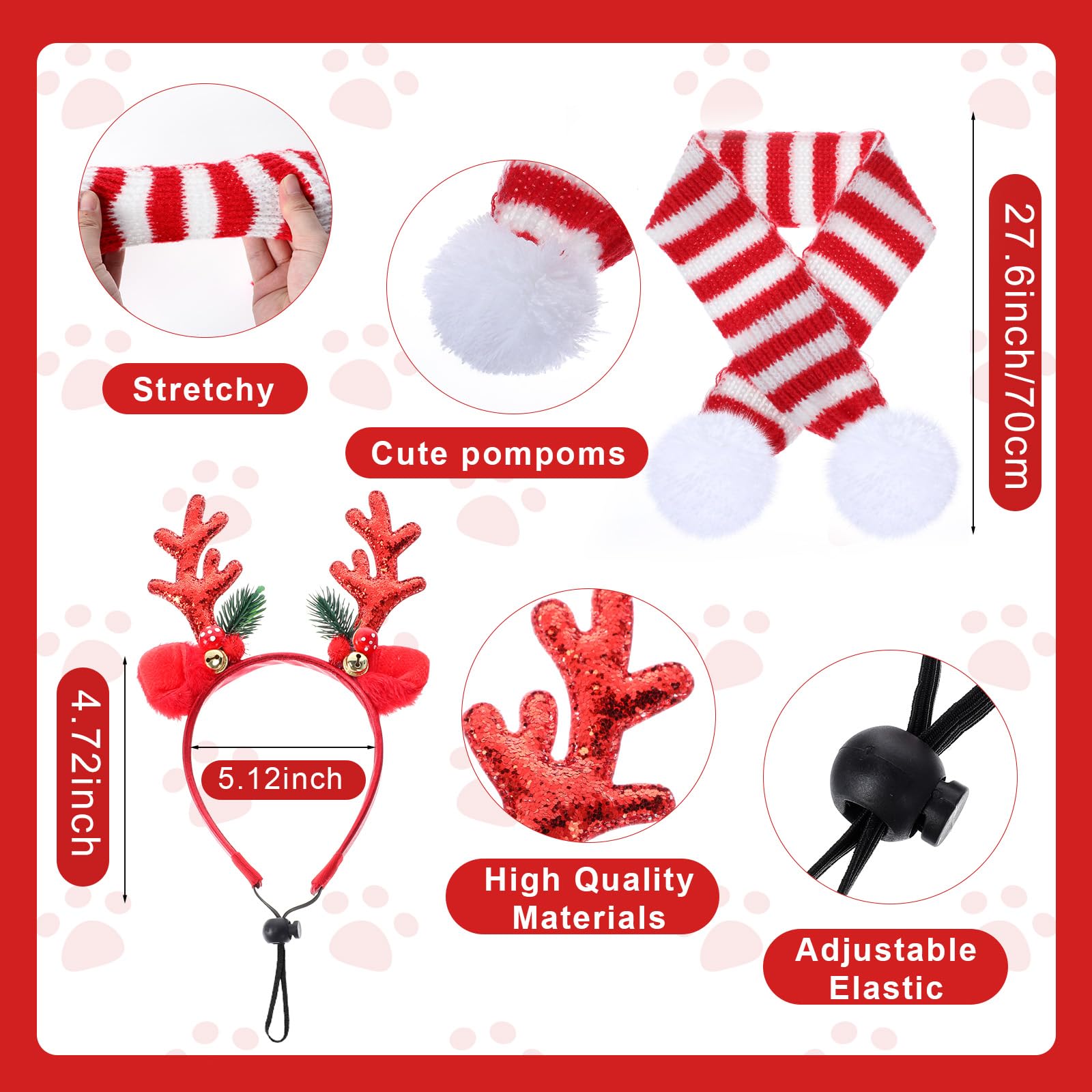 Reginary dog Christmas headband adjustable for secure wear during play
