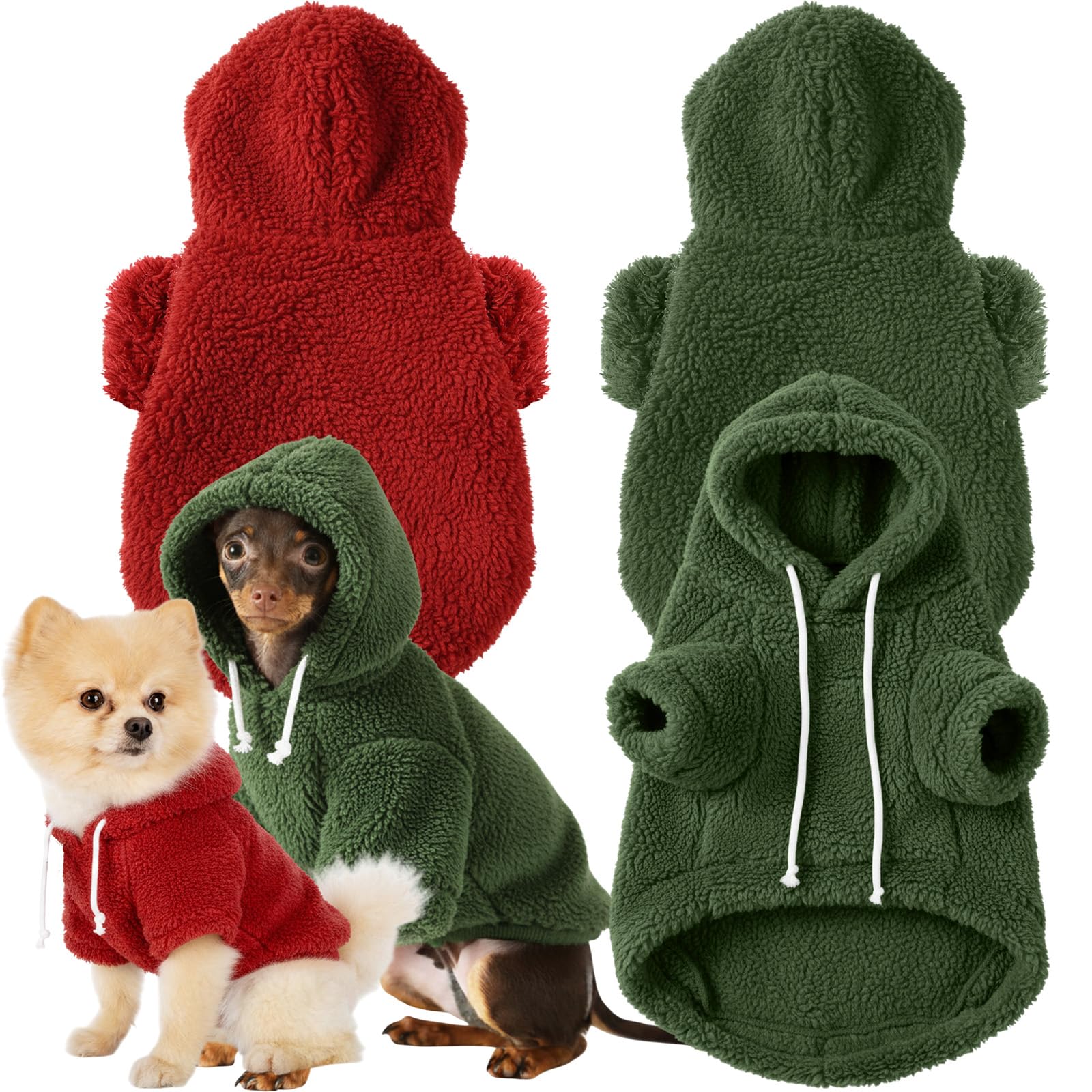 Reginary dog hoodie front view shows double-sided plush warmth for small dogs.