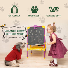 Reginary dog hoodie side view demonstrates flexible fit with sleeve design for free movement.