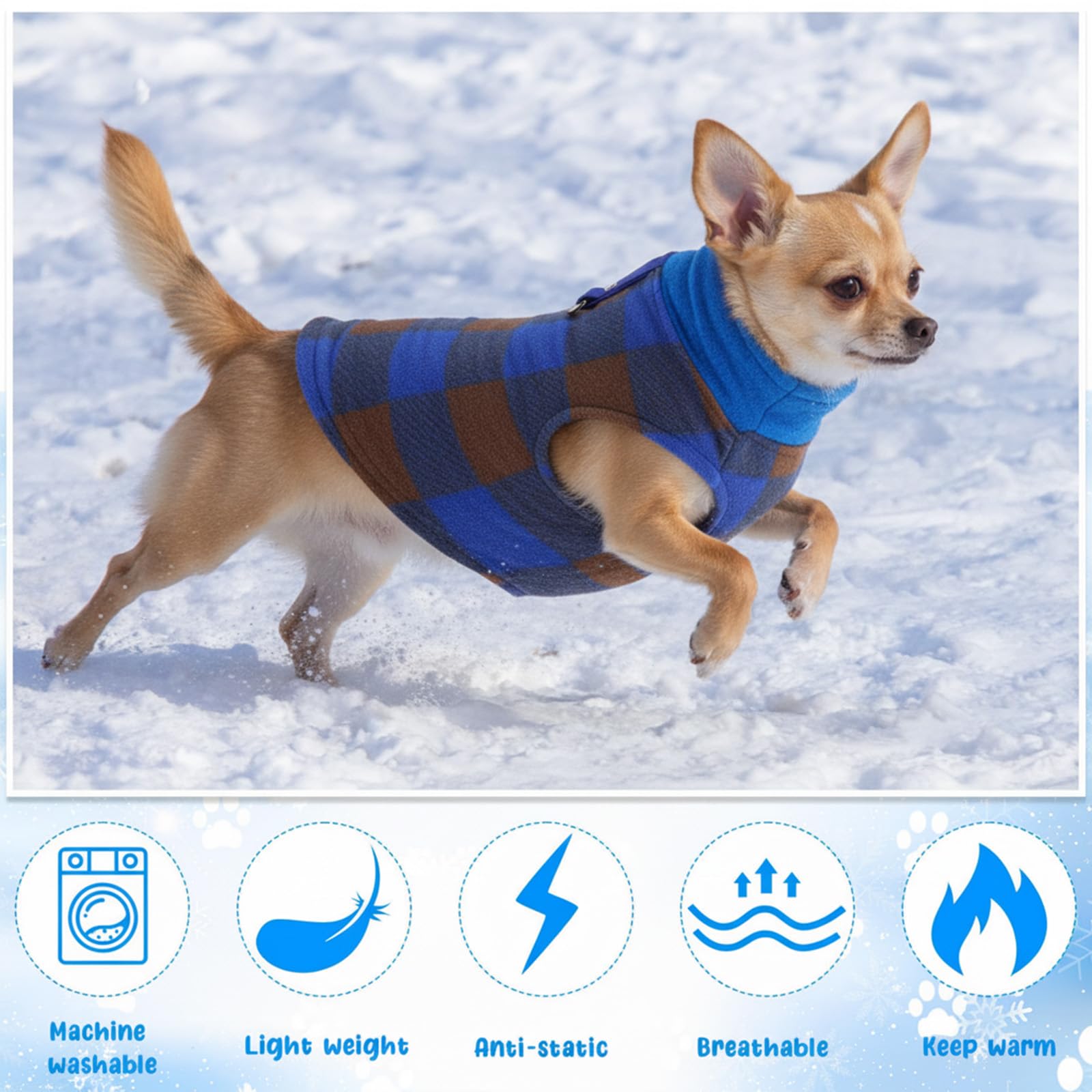 Reginary dog sweater with back D-ring for easy leash attachment