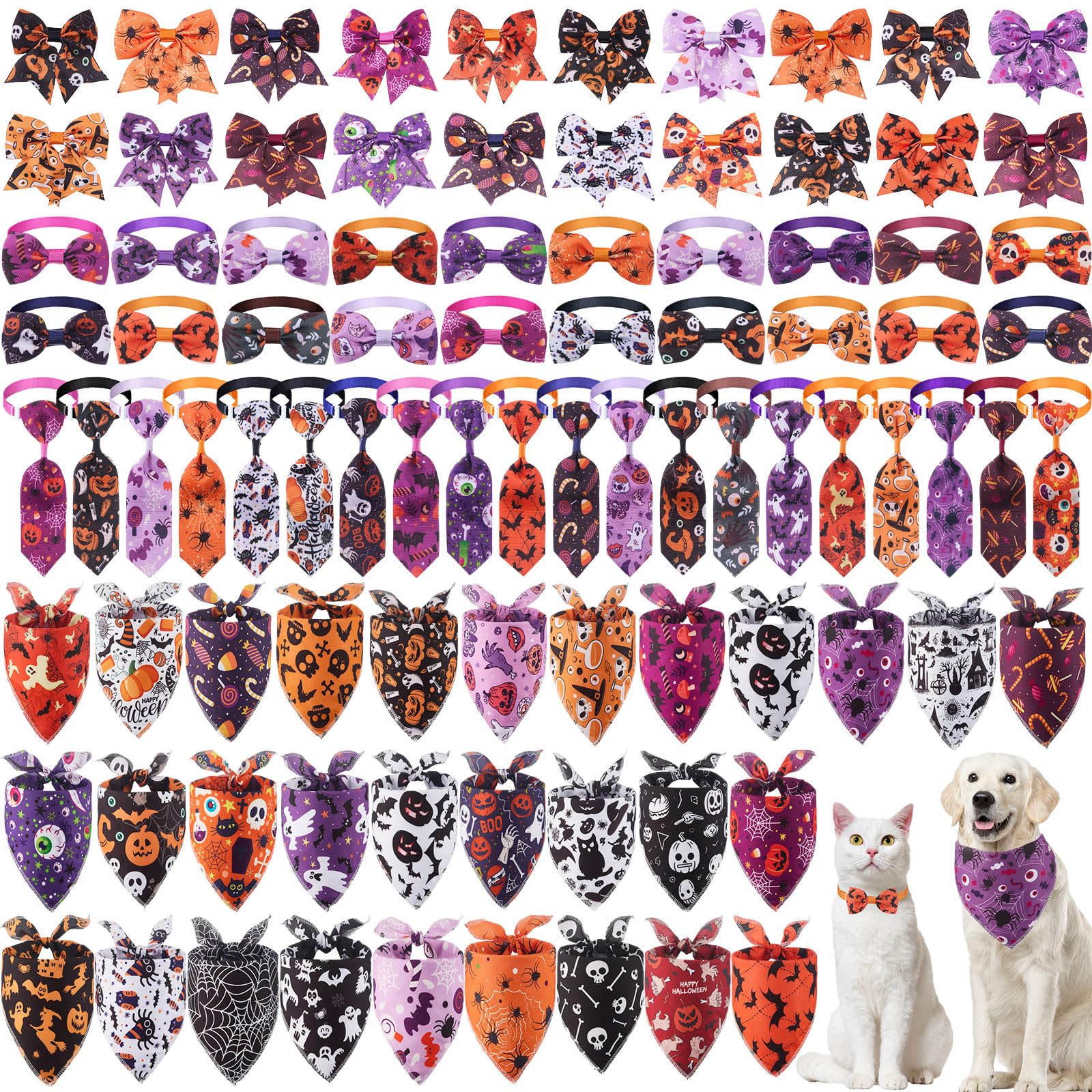 Reginary Halloween dog bandanas triangle set offers bold looks for daily wear.