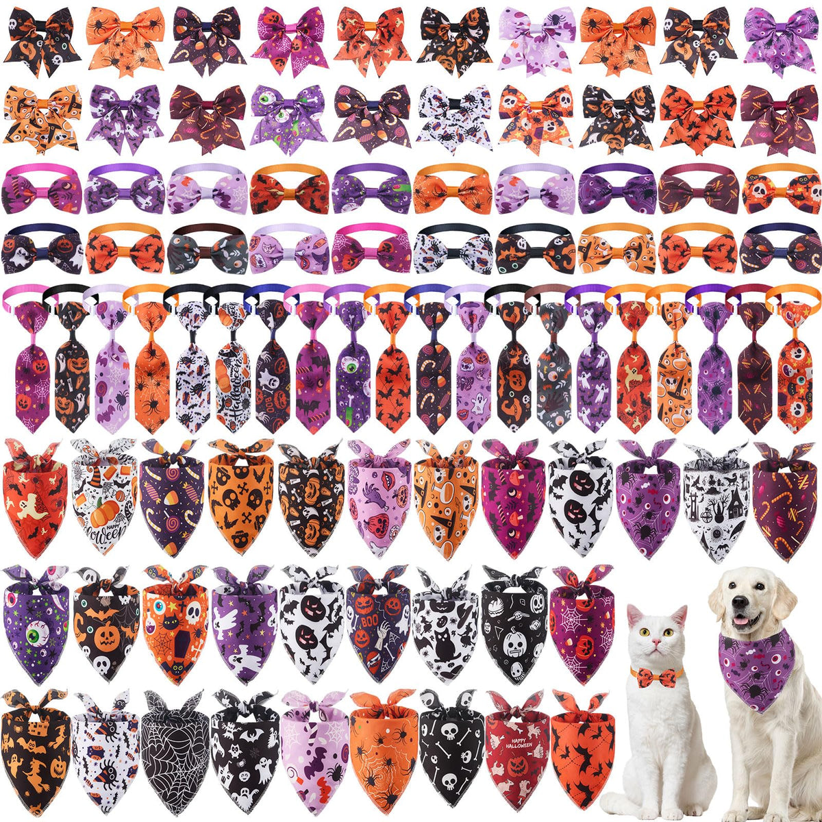 Reginary Halloween dog bandanas triangle set offers bold looks for daily wear.