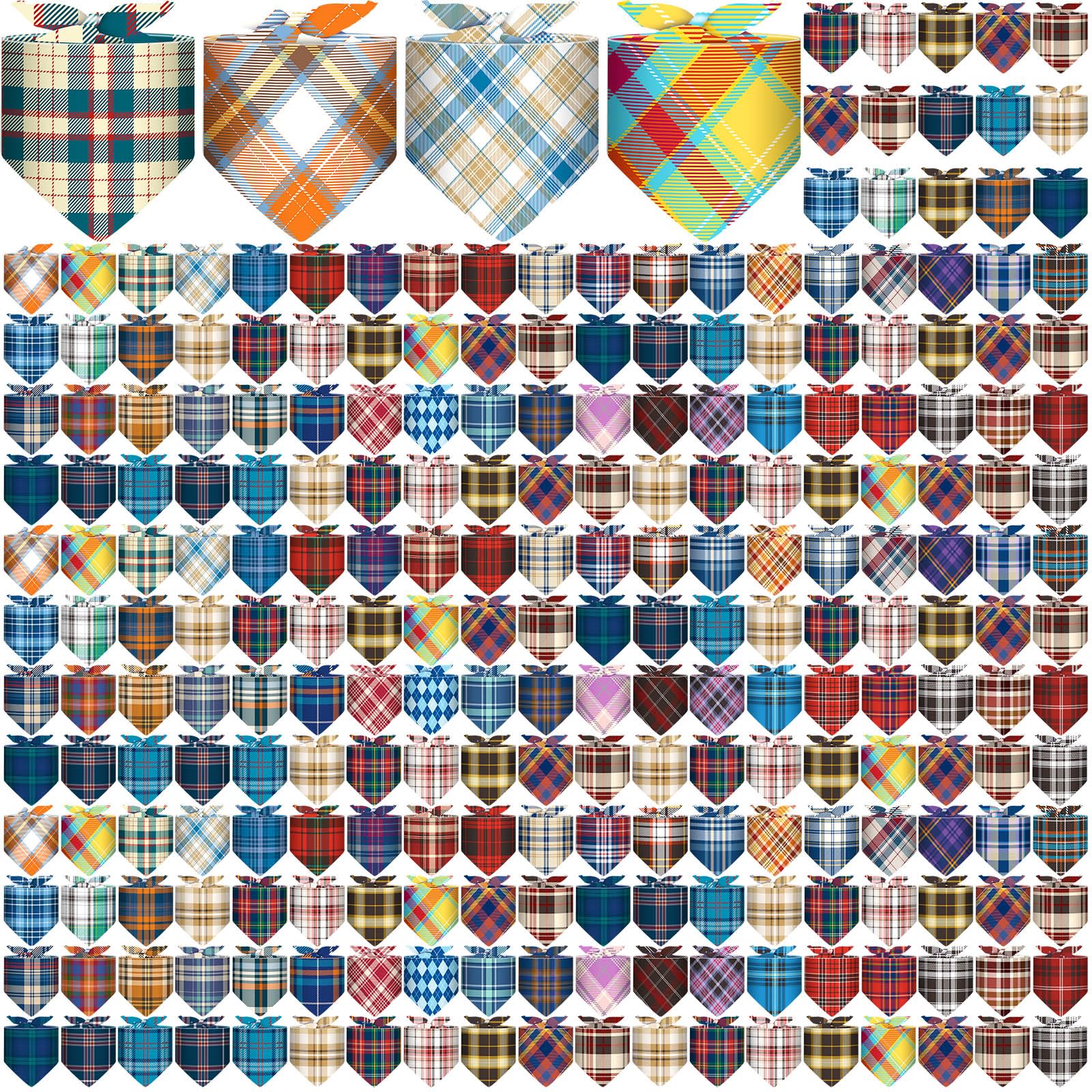 Reginary plaid dog bandanas pack front view for daily festive styling