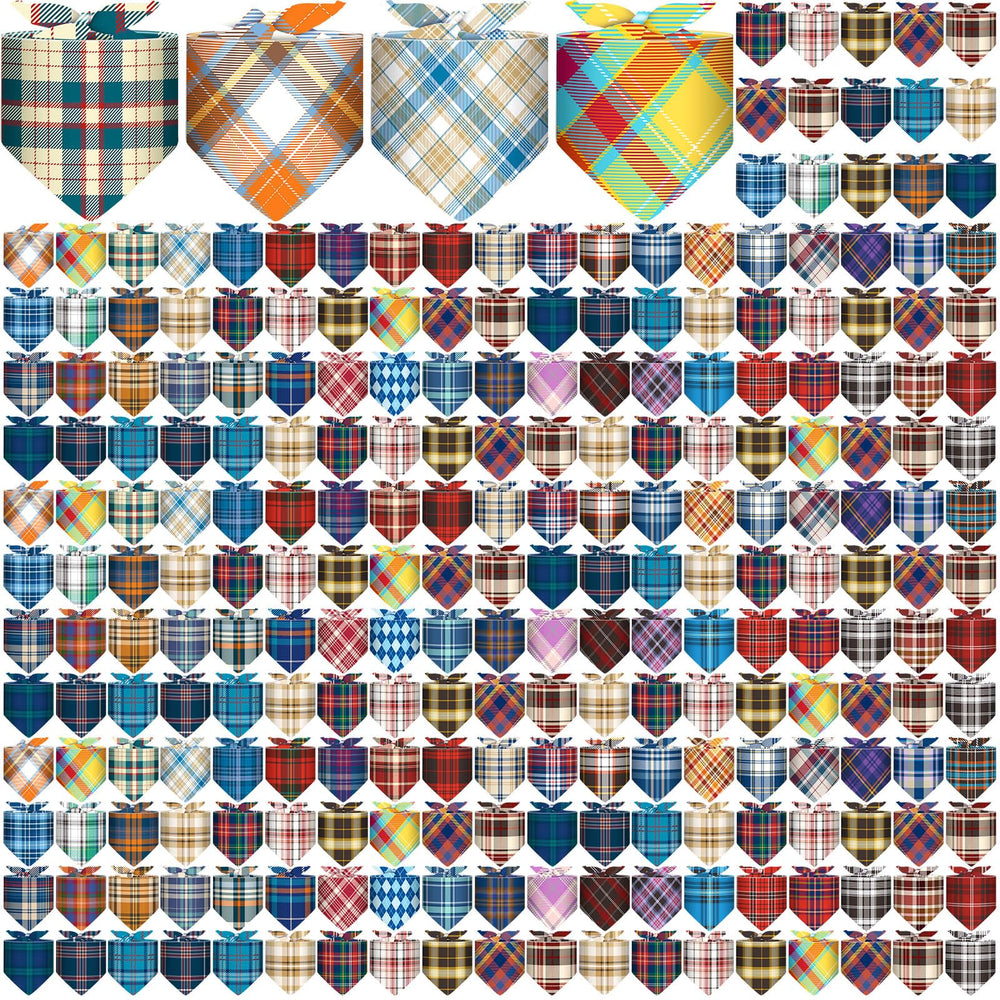 Reginary plaid dog bandanas pack front view for daily festive styling