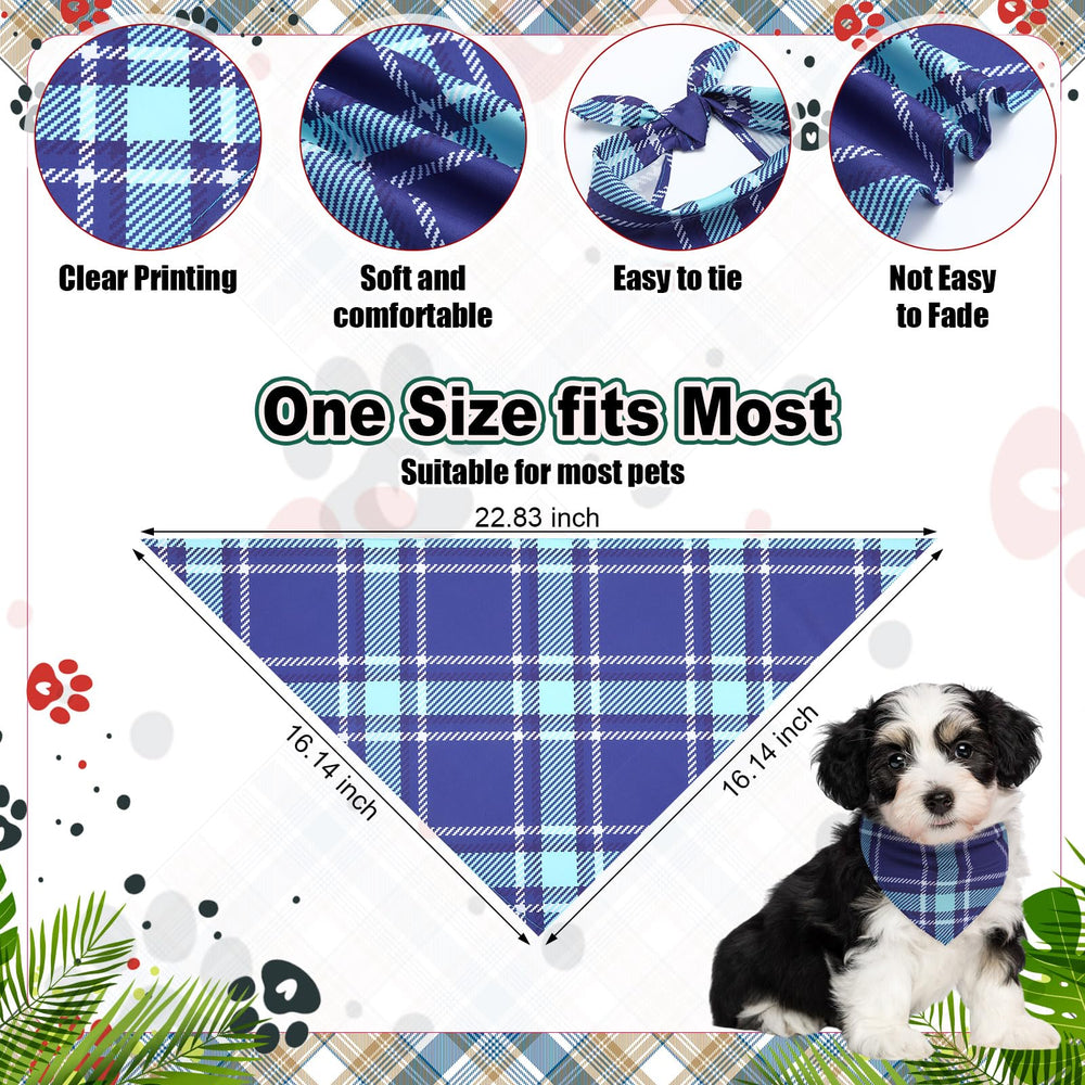 Reginary plaid dog bandanas pack shows multiple patterns for dress-up