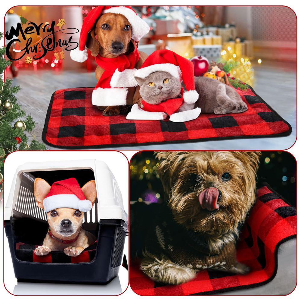 Reginary set of 4 blankets shows versatile red plaid design