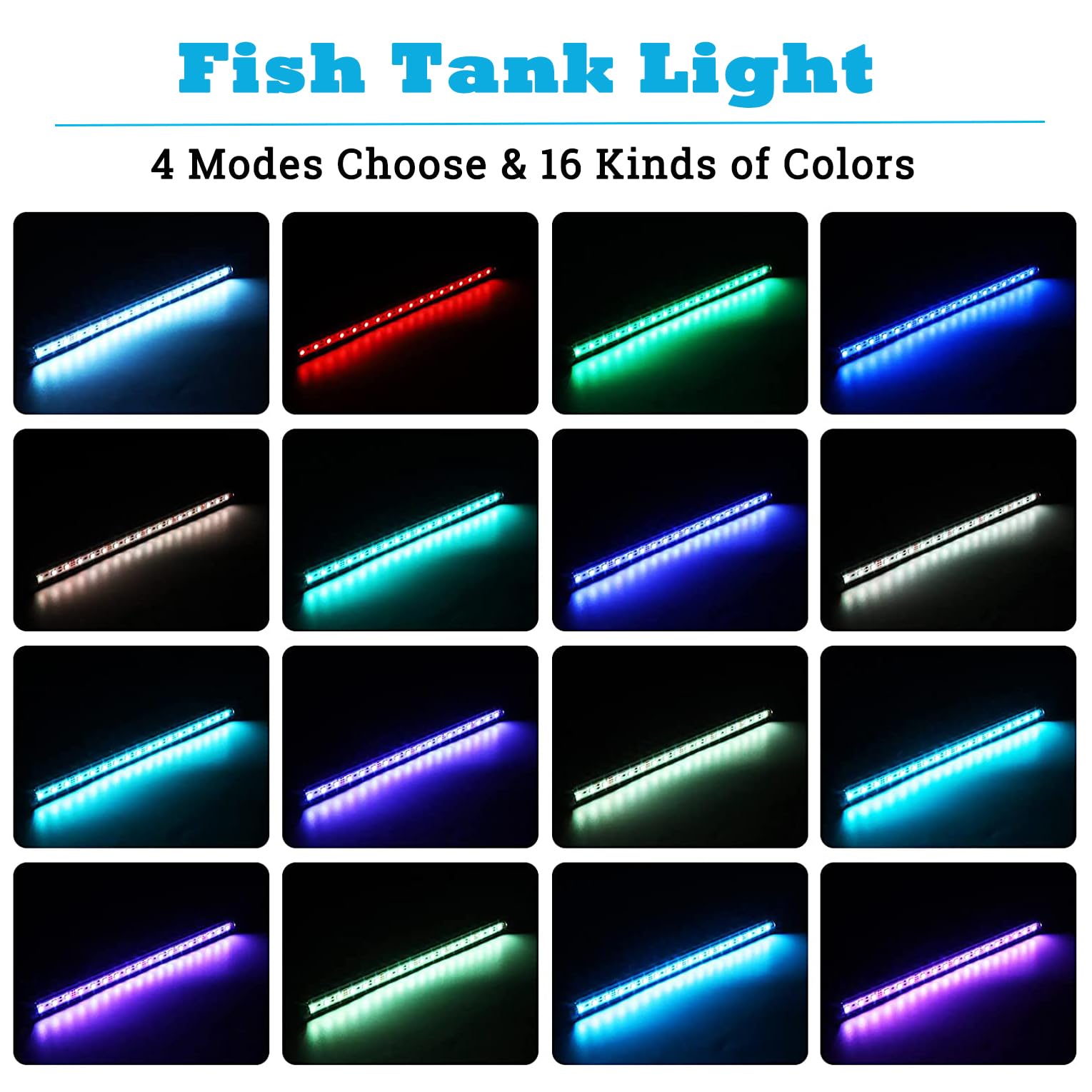 REIRQIE LED aquarium lights 5050 LED beads deliver vivid color across the tank.