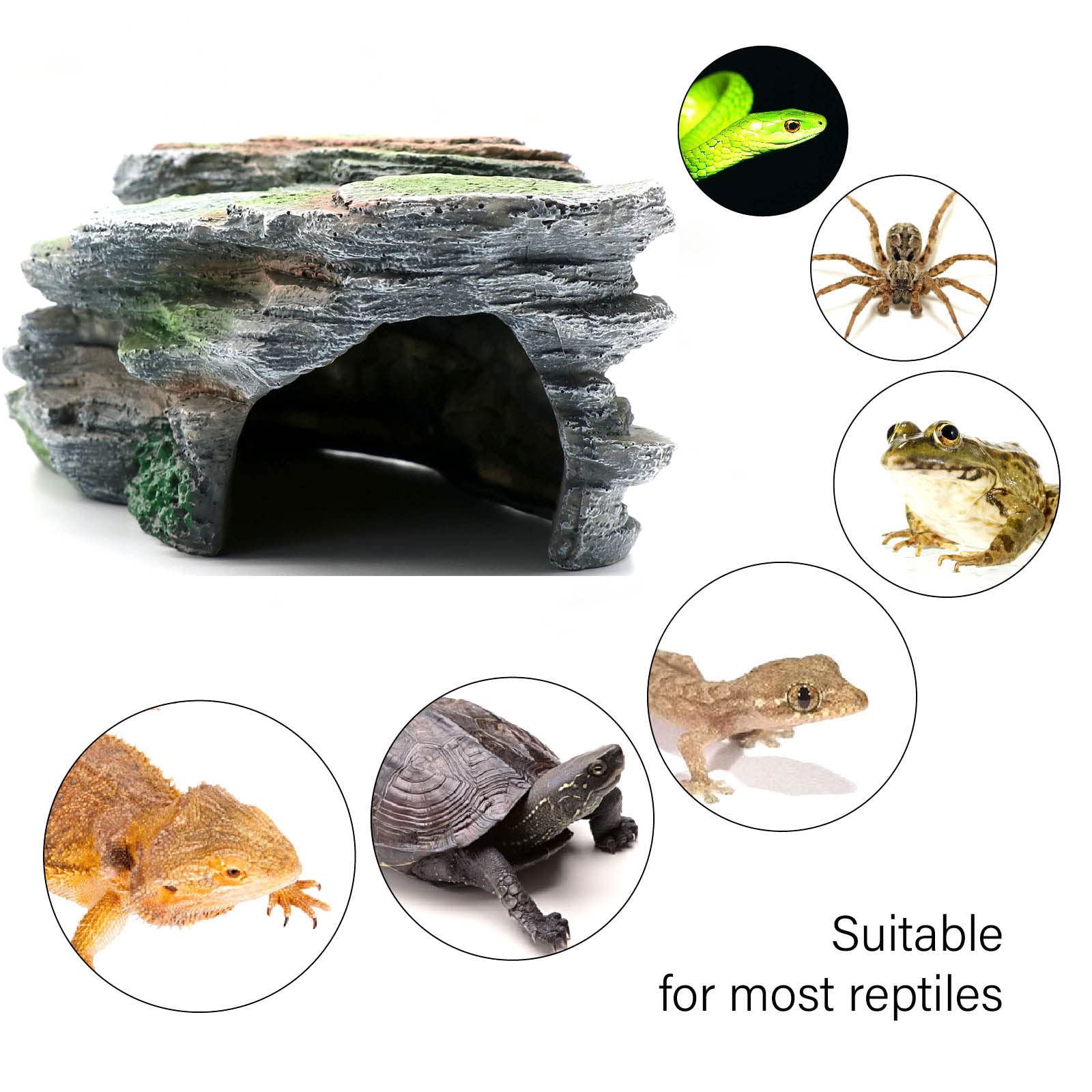 relaqcc Reptile Resting Terrace rock formation highlights naturalistic terrarium decor.