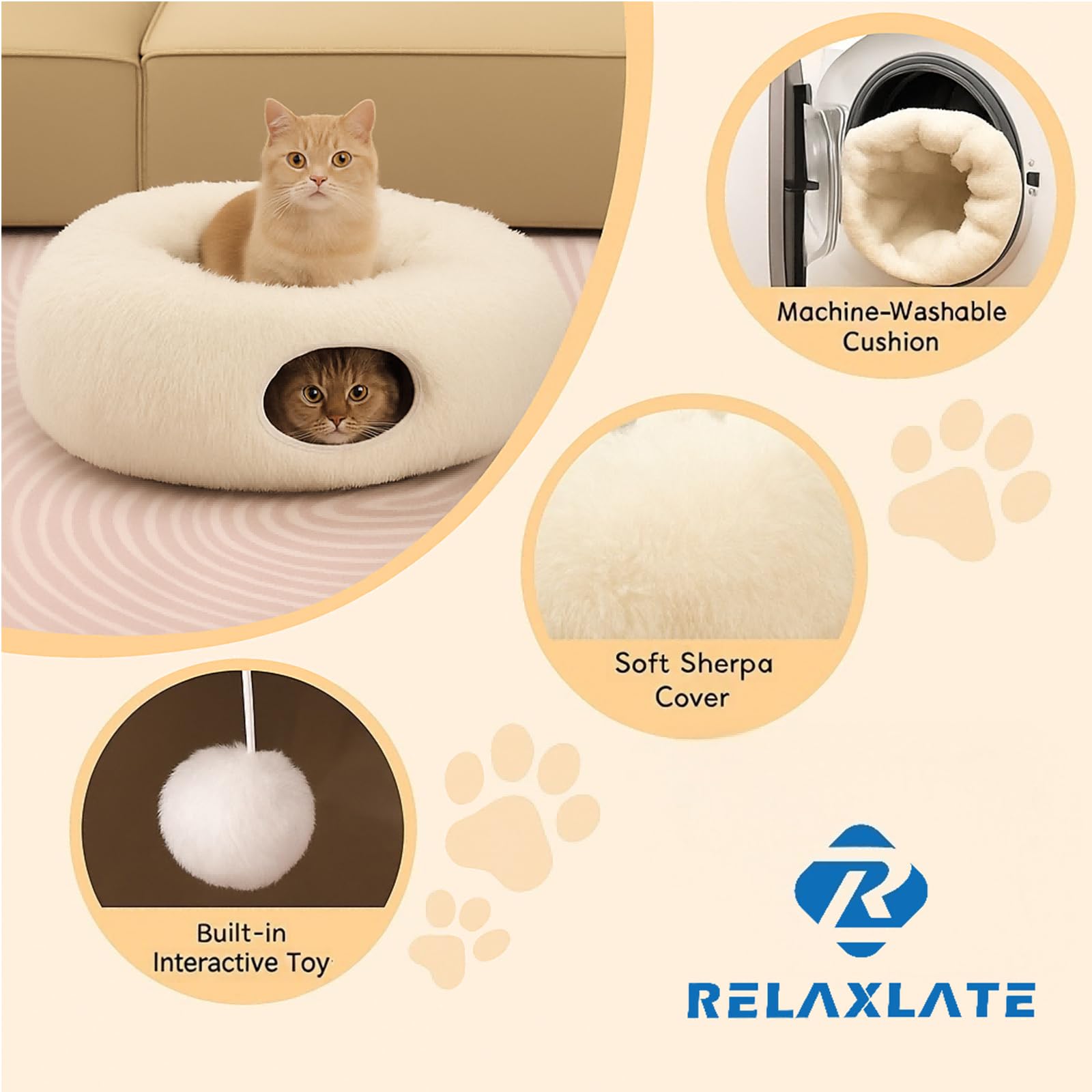 RELAXLATE cat tunnel bed adjustable circle tunnel for flexible layouts
