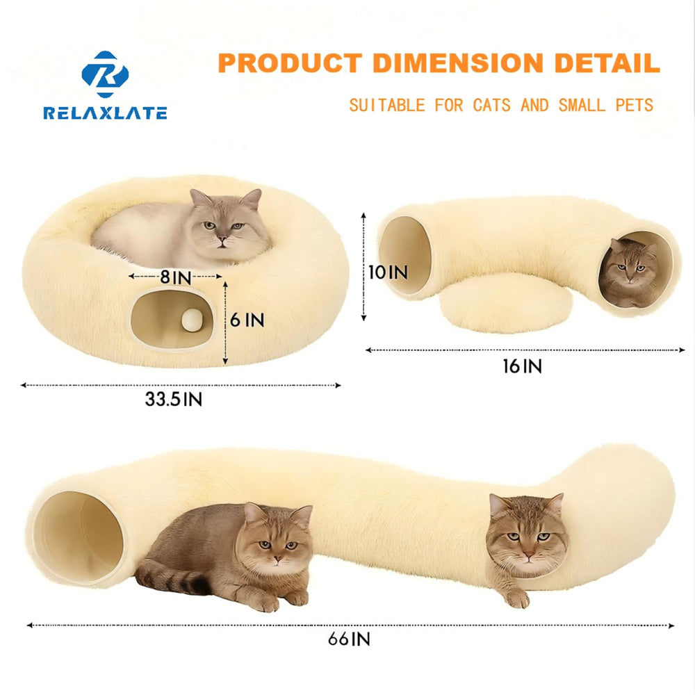 RELAXLATE large cat tunnel bed suitable for kittens and small pets seeking cozy play