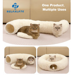 RELAXLATE cat tunnel bed with non-slip base to prevent slips during activity