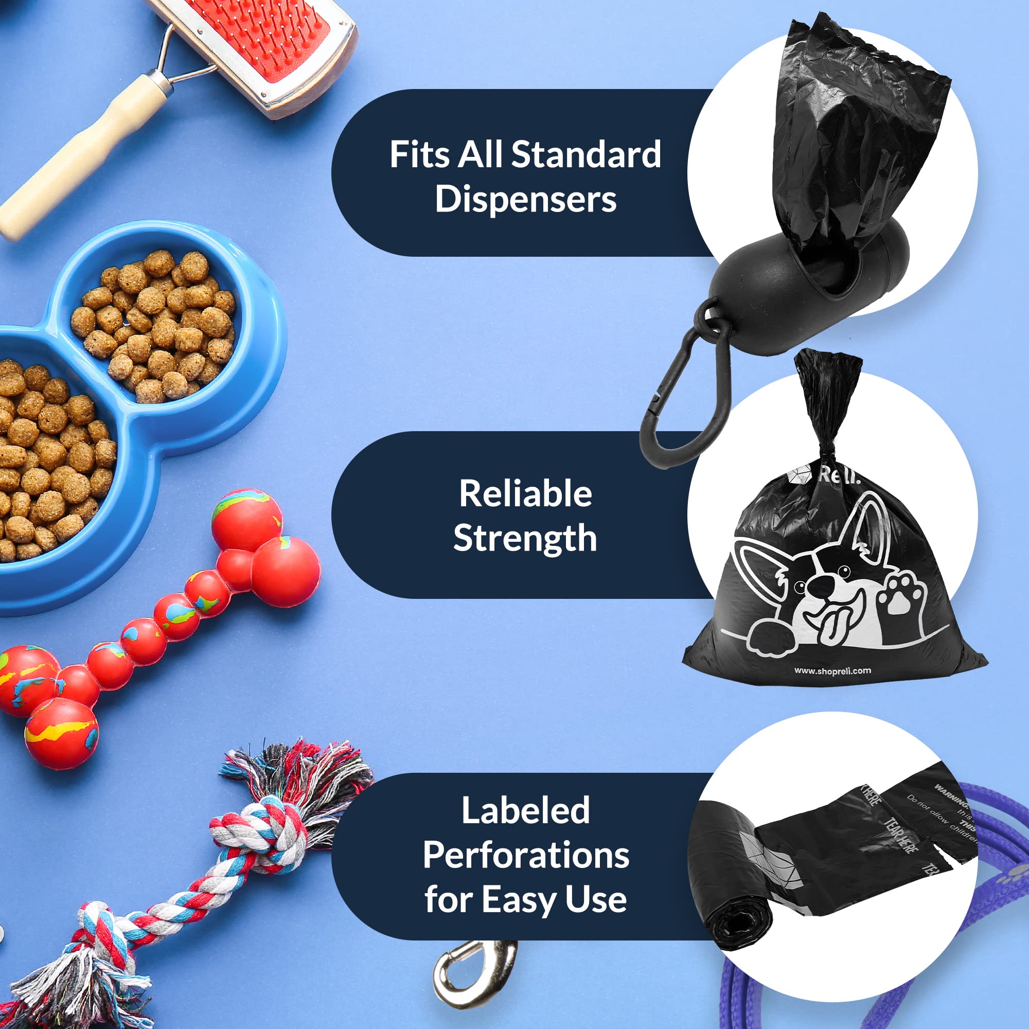 Reli bag holder clip trio keeps bags ready for every leash walk