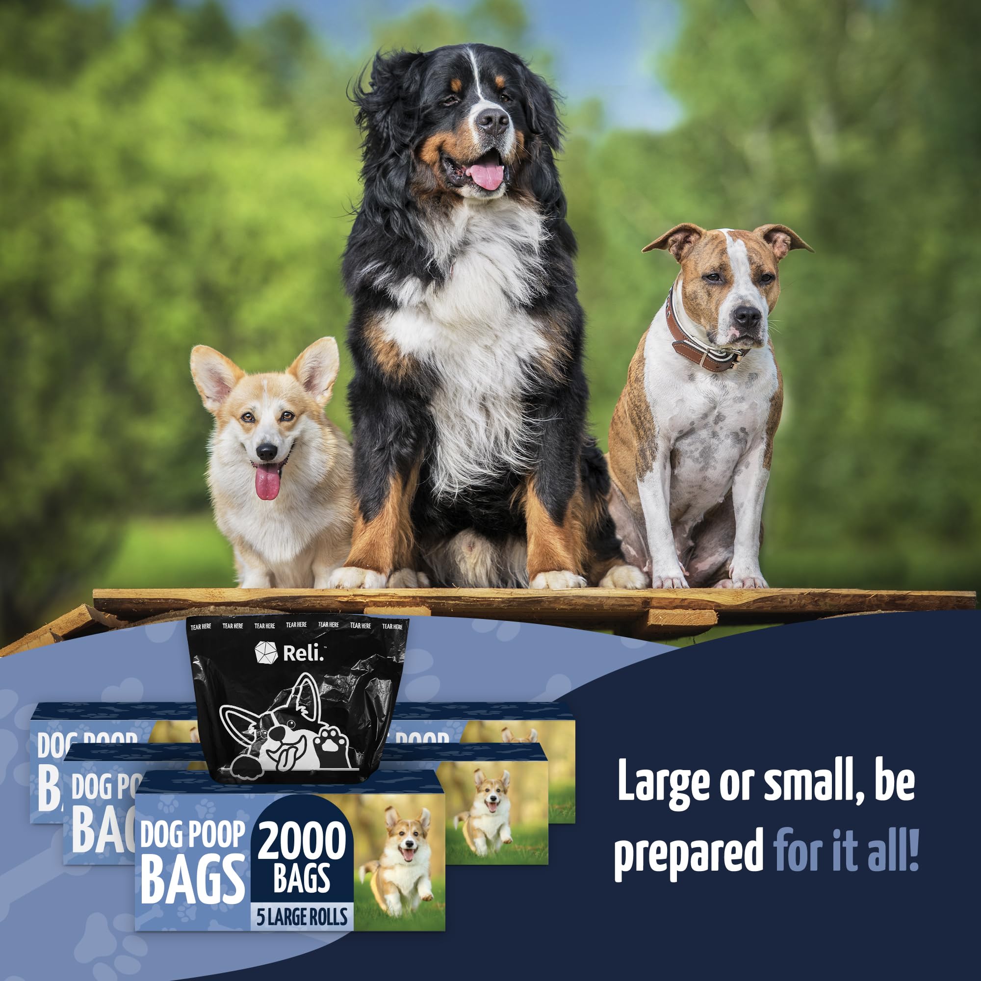 Reli dog poop bags with tear perforations for quick one-handed dispensing