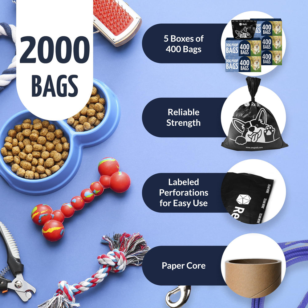 Reli dog poop bags unscented and leak-proof for tidy, no-hassle waste pickup