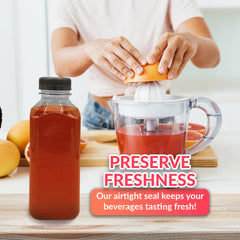 Reli 16oz square clear bottle highlights contents for easy flavor identification
