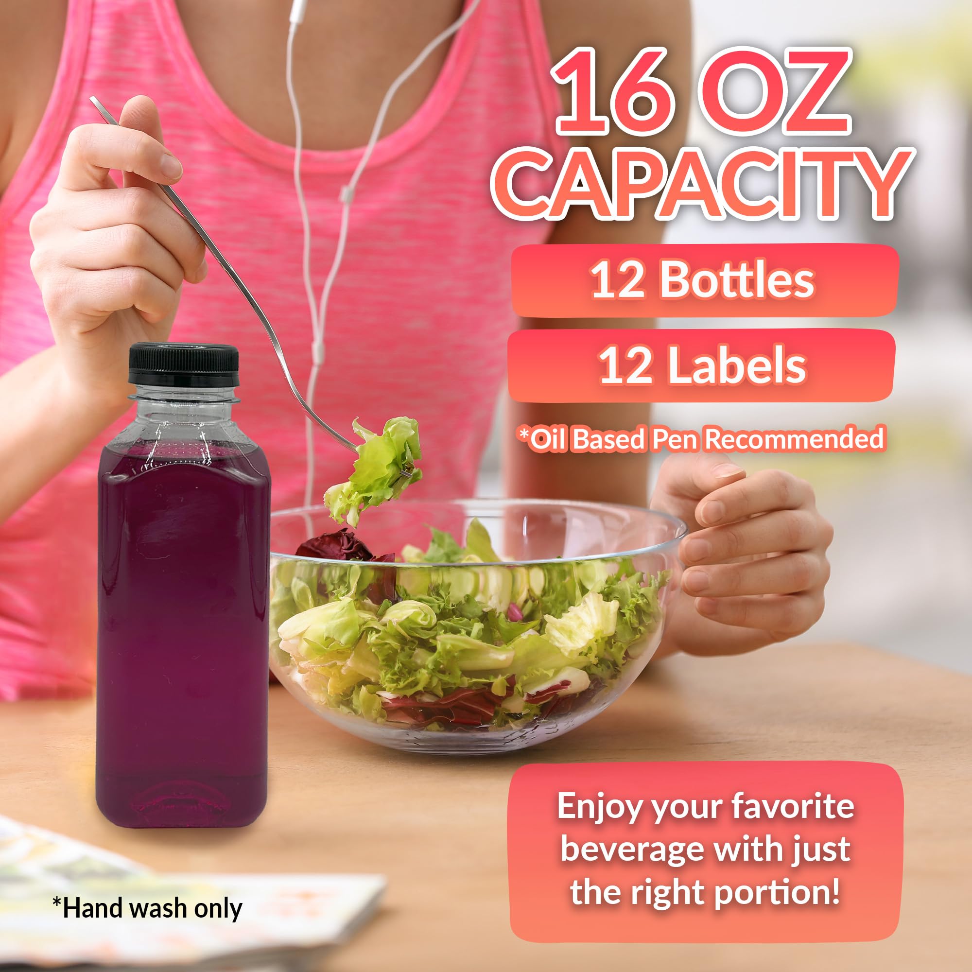 Reli 16oz square bottles with label stickers for organized labeling