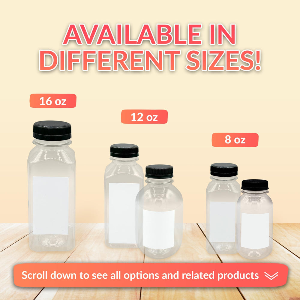 Reli 16oz square pack-display bottle set with caps and labels