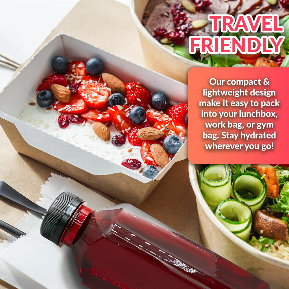Reli 16oz square bottle travel-friendly for on-the-go smoothies