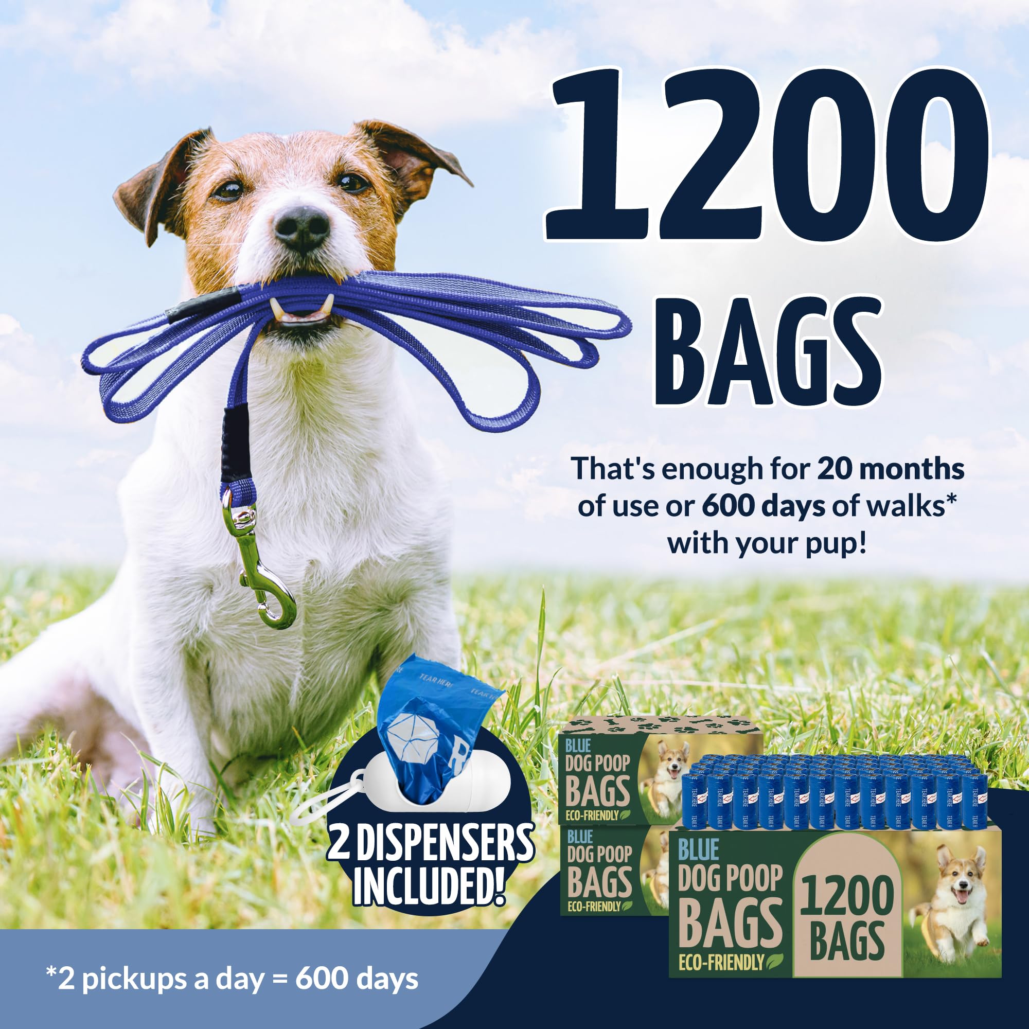 Reli 80-roll blue dog poop bags 9x13: convenient park cleanup with leak-proof protection