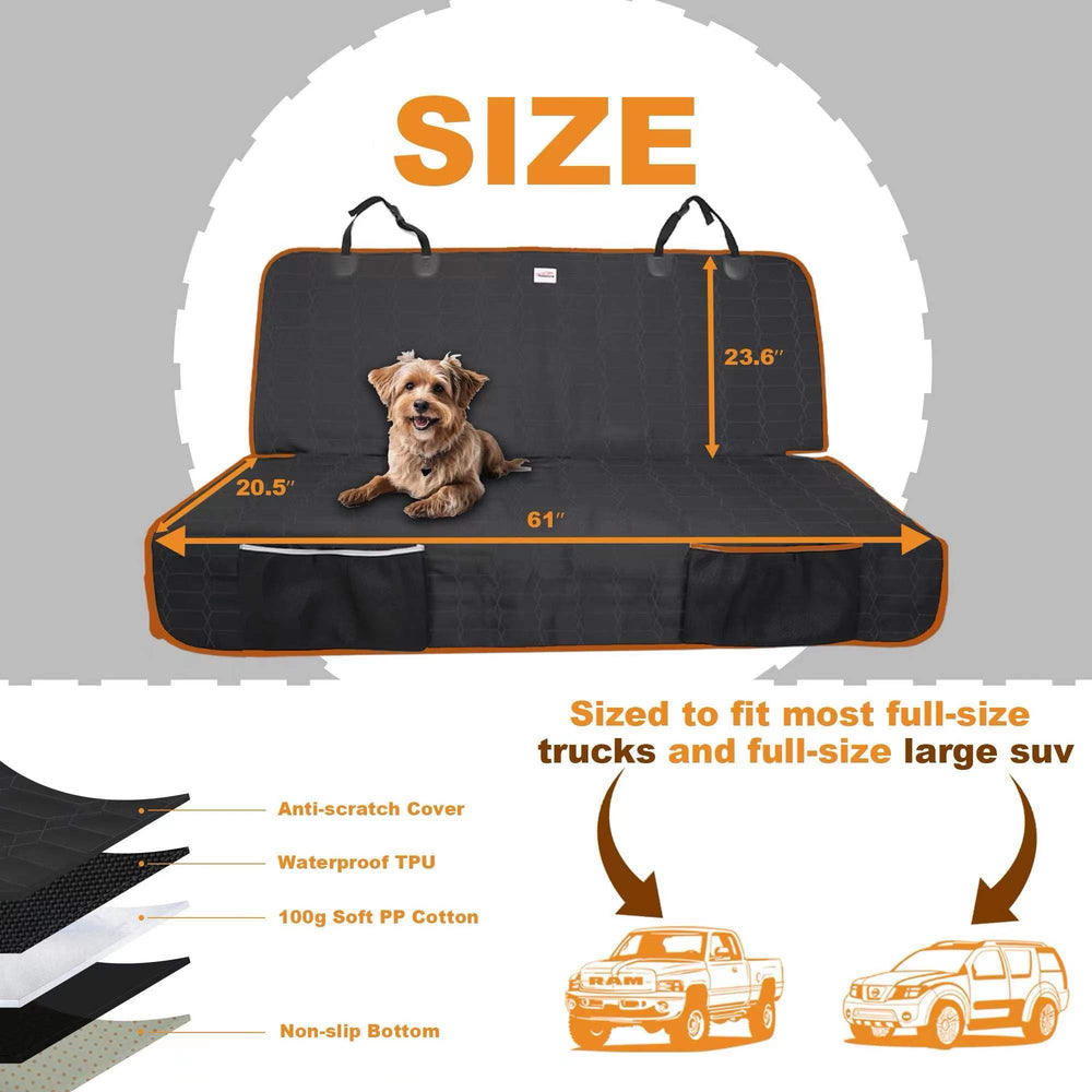 Reliadura anti-slip and scratch-resistant backing protects leather seats during rough rides.