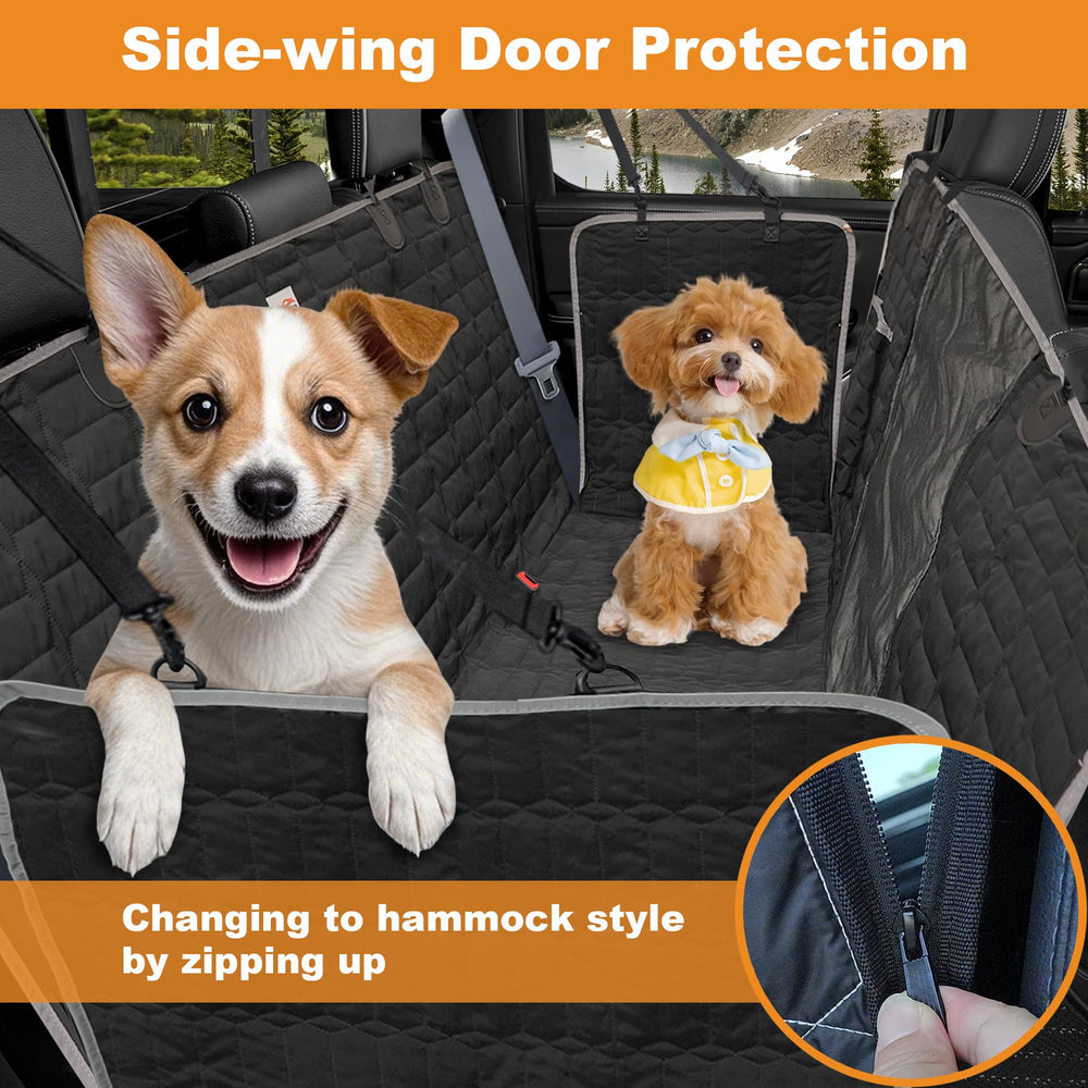 Reliadura Dog Hammock waterproof fabric shields seats from spills and dirt.