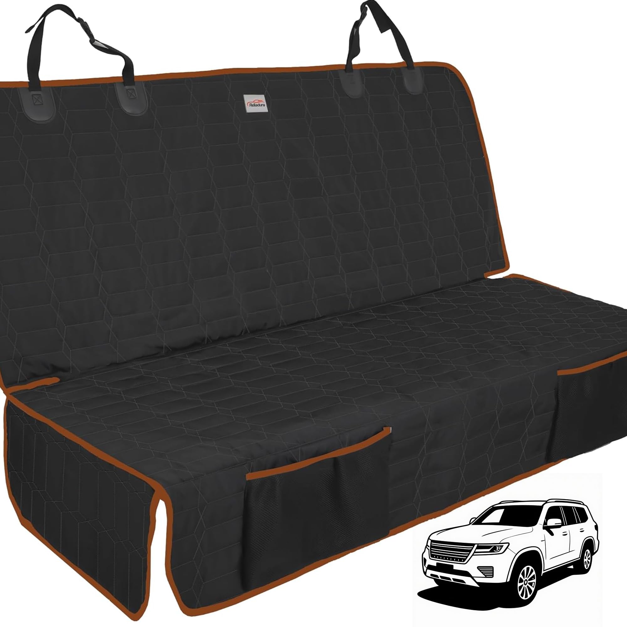 Reliadura dog seat cover back seat waterproof protects from spills and fur.