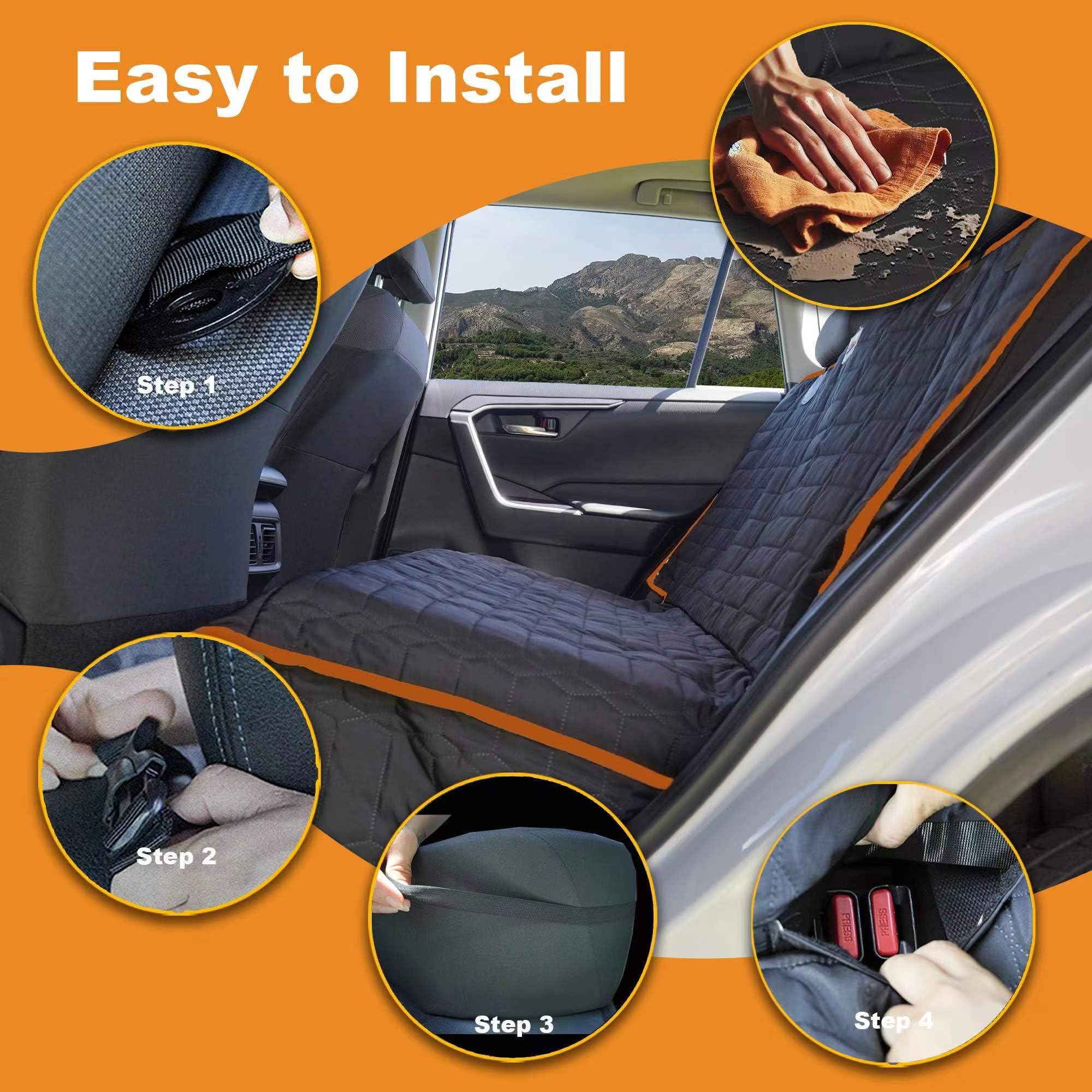 Reliadura dog seat cover storage pockets for snacks and gear.