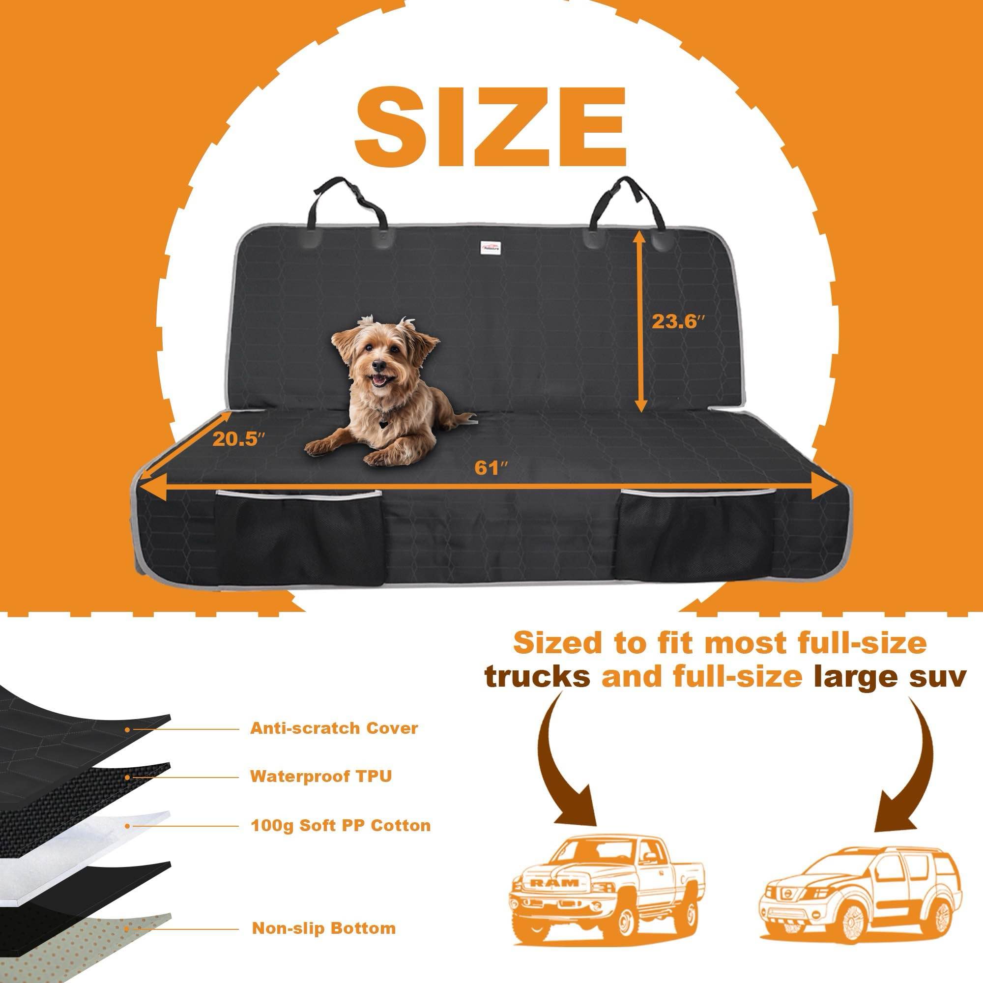 Reliadura velcro safety seat openings for easy leash and harness access