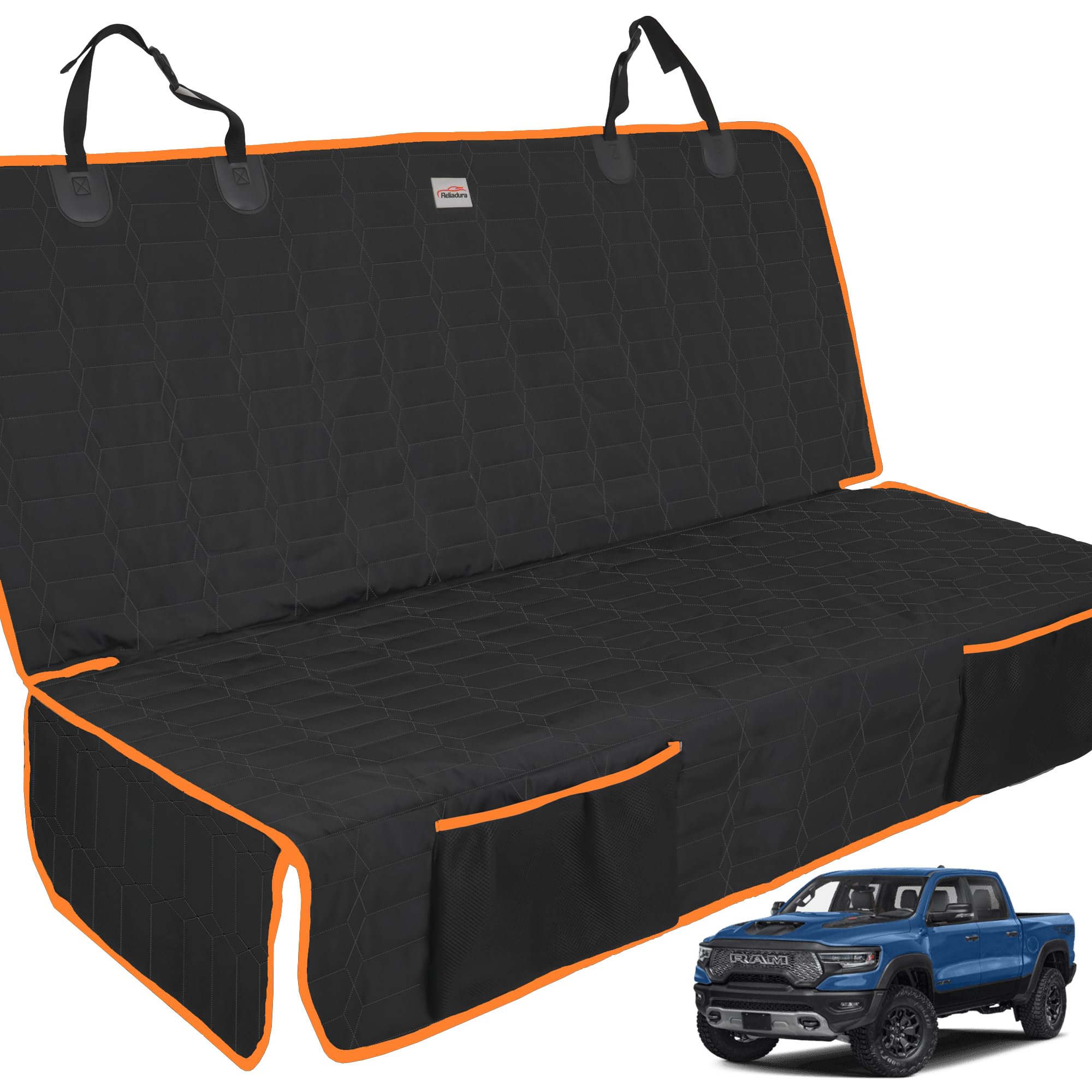 Reliadura dog car seat cover is machine washable and odor-free after cleaning.