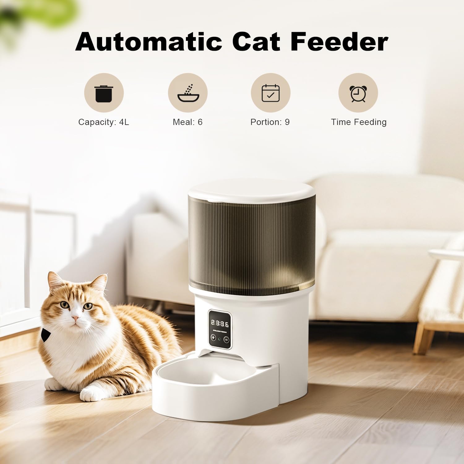 Relihom automatic cat feeder dry food tank with smooth dispensing for various kibble sizes