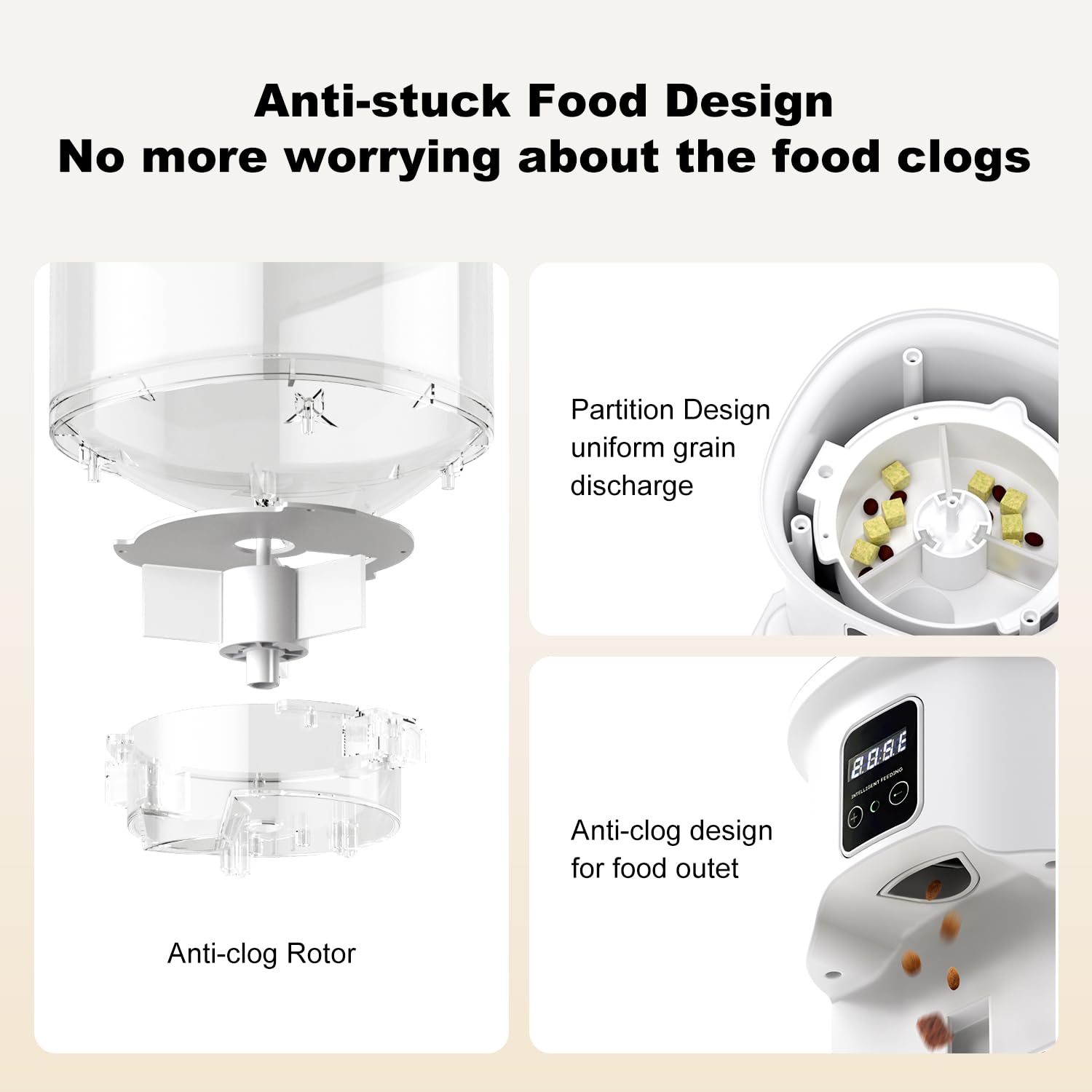 Relihom cat feeder dual power supply with adapter and battery backup for outages