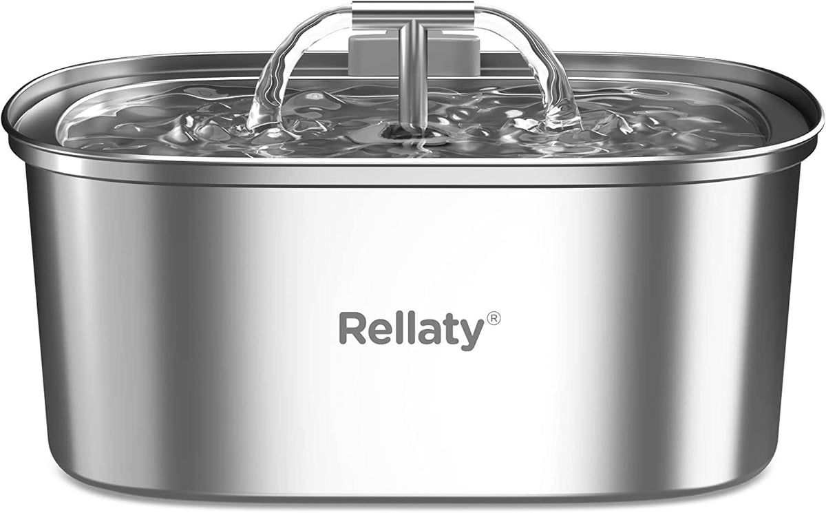 Rellaty cat-water-fountain-stainless-steel visual highlights durable design for long-lasting hydration.