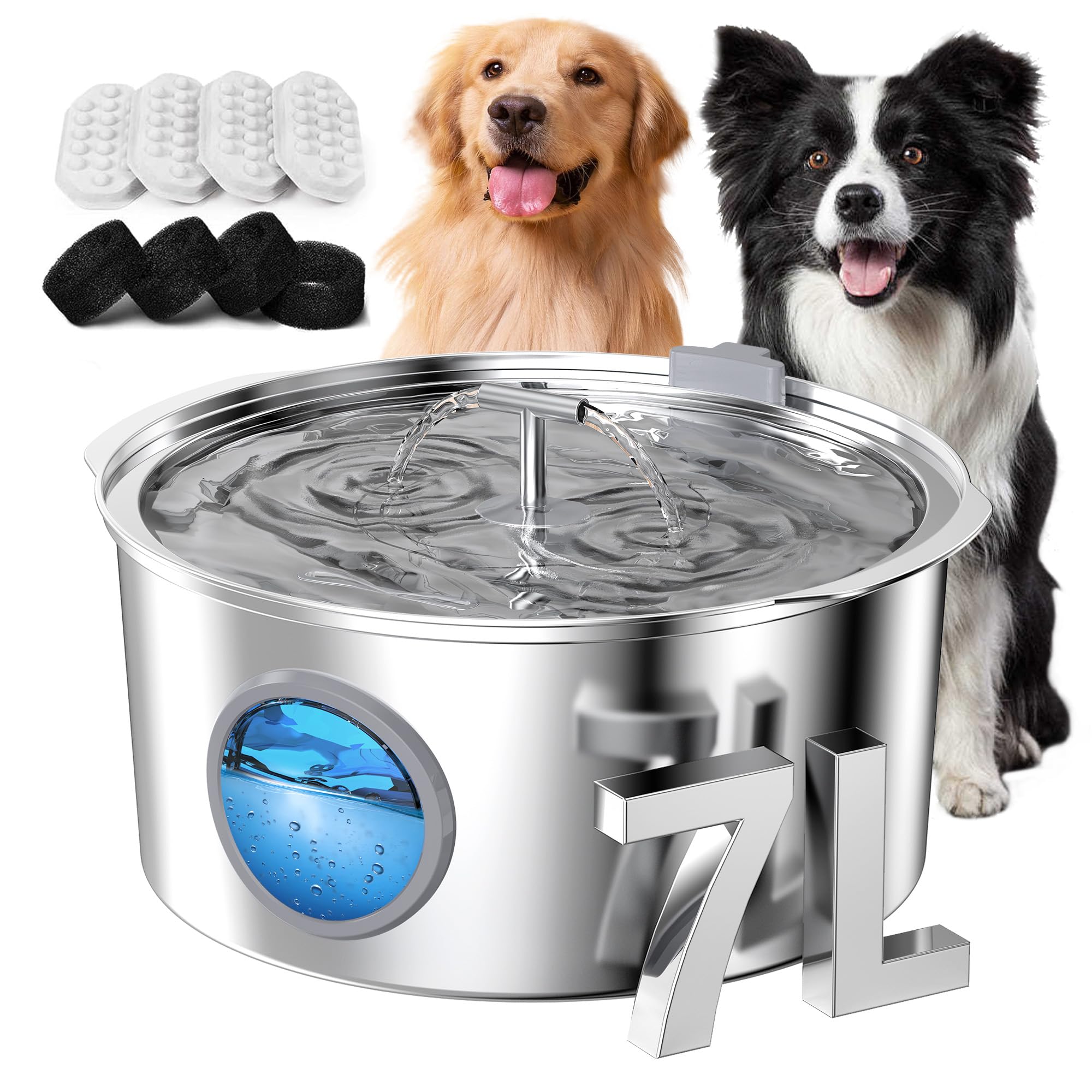 Rellaty dog water fountain 7L top view promotes easy daily hydration.