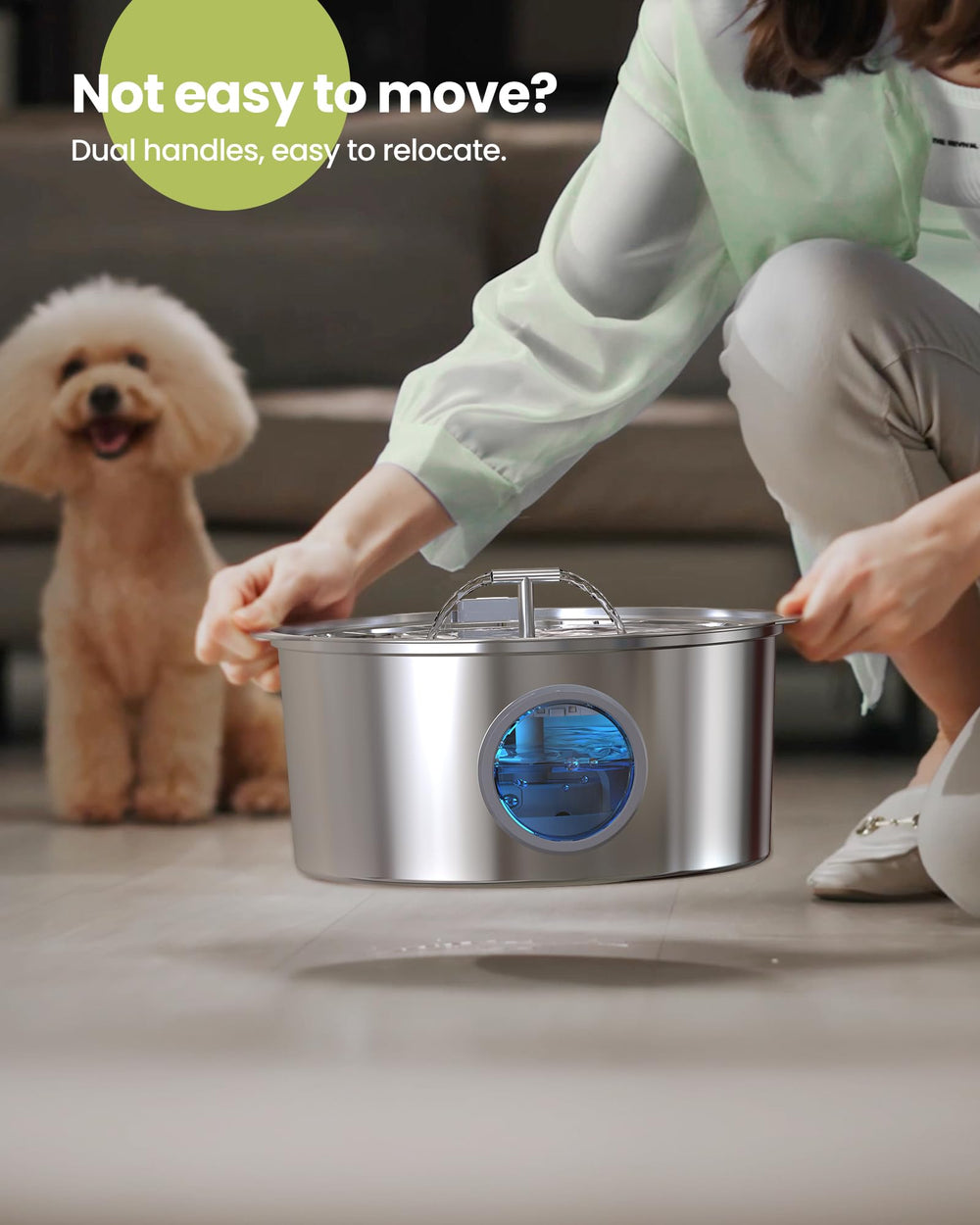 Rellaty stainless-steel dog fountain easy to clean and durable.