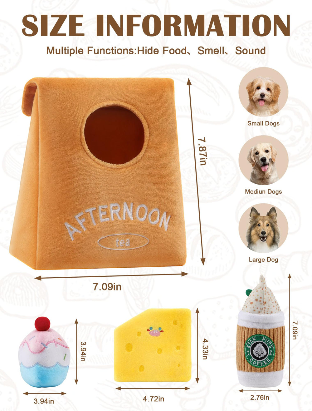 Remedare coffee cupcake plush toy with crinkle sounds for sensory fun