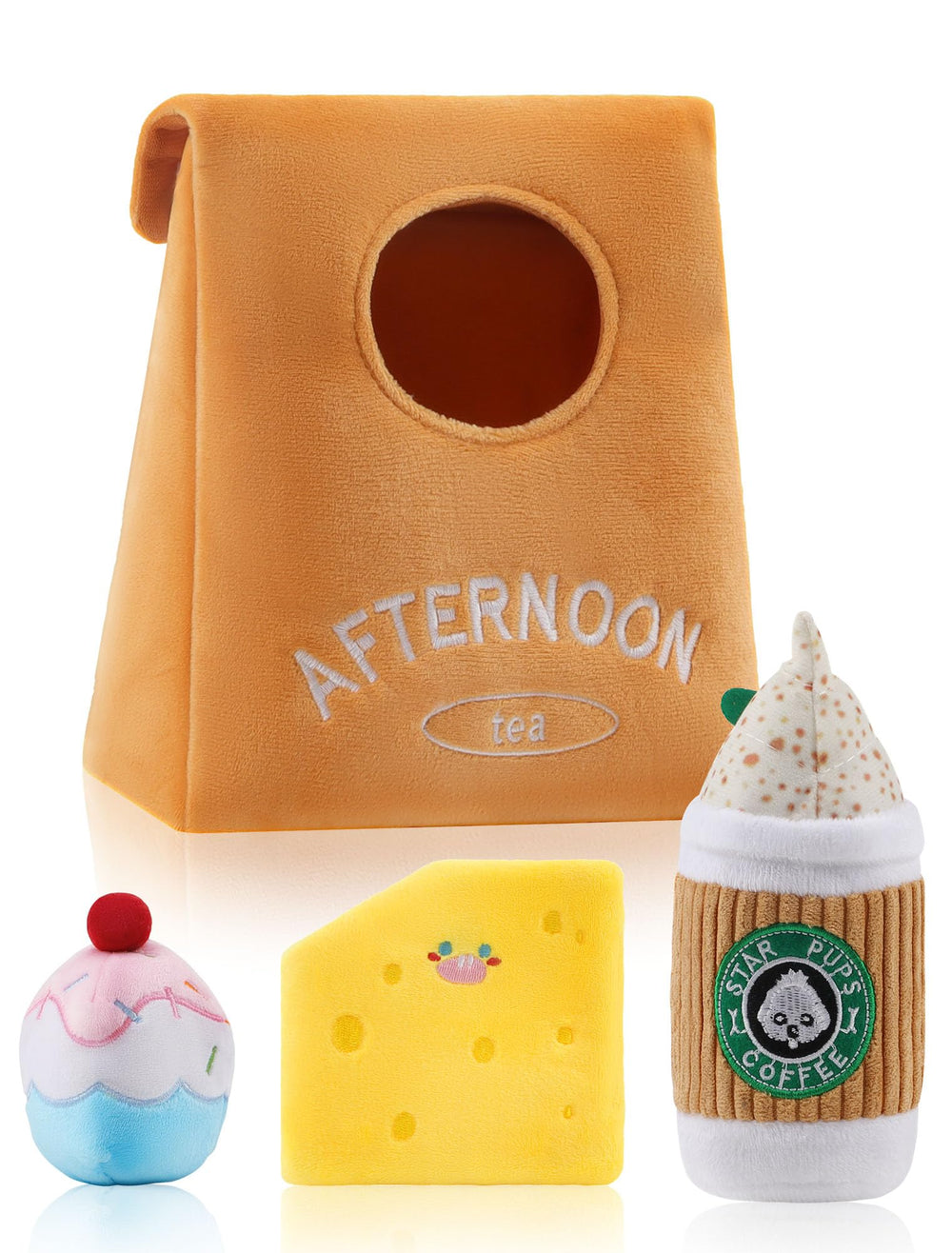 Remedare coffee cupcake plush toy with squeaker promotes active play and engagement
