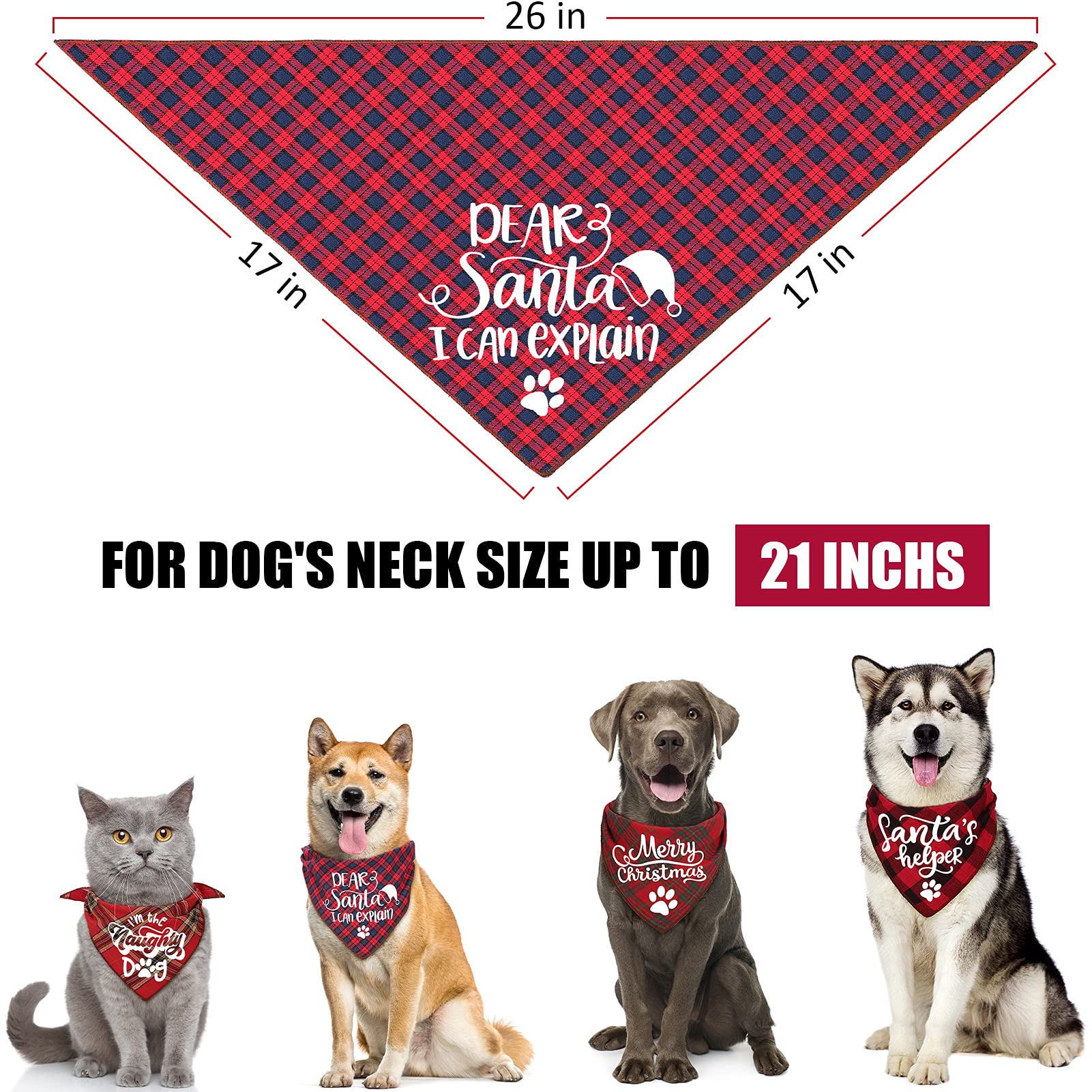 Remifa dog bandanas Dear Santa front ideal for cute holiday snapshots